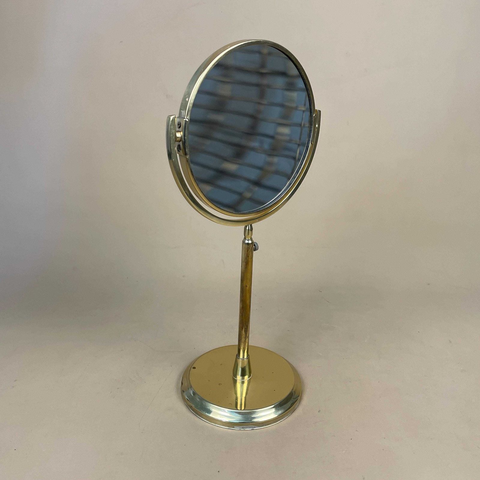 Gold Round Vanity Mirror Adjustable Freestanding Tabletop Bathroom Metal Make Up Dressing Table Circle photo for sale
