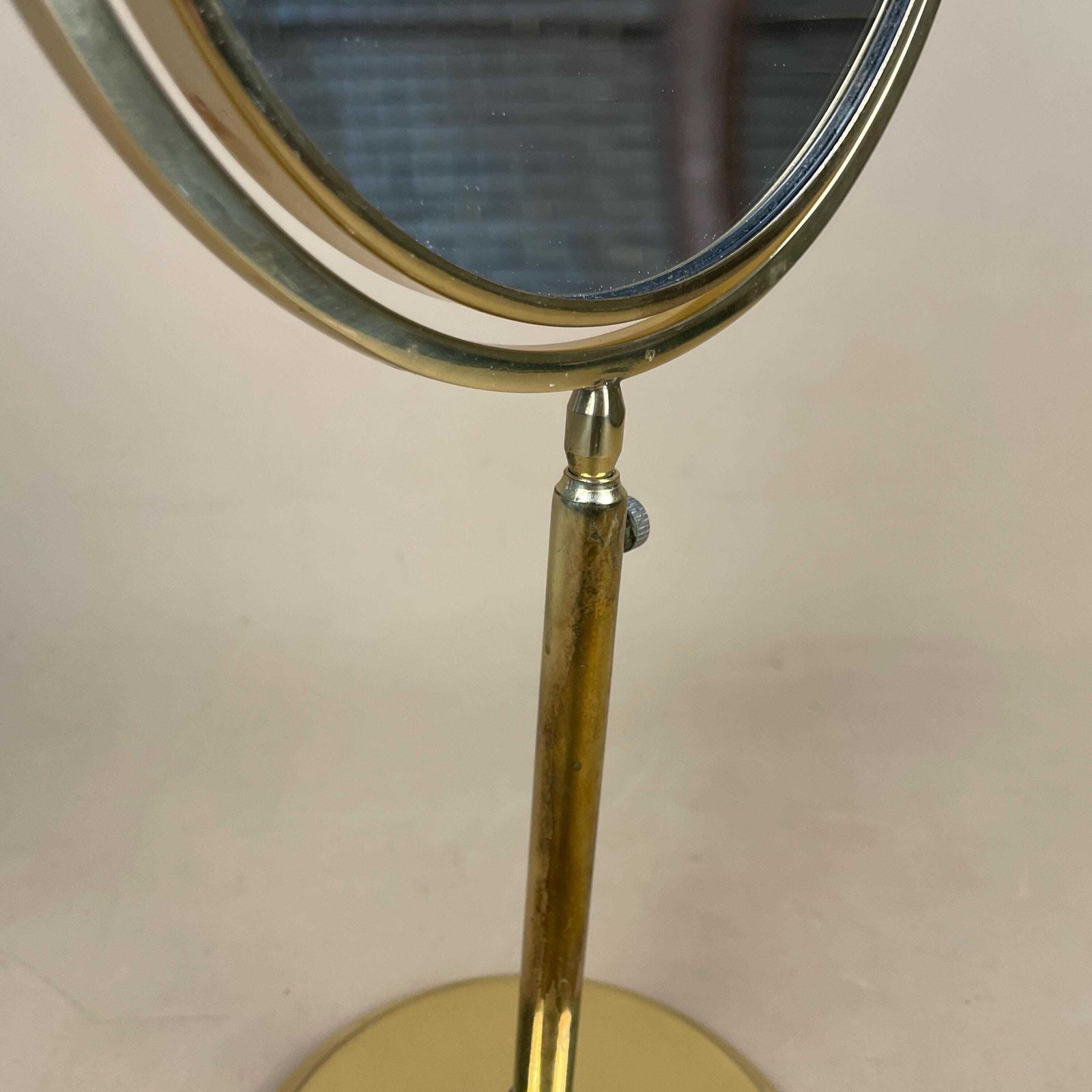 Gold Round Vanity Mirror Adjustable Freestanding Tabletop Bathroom Metal Make Up Dressing Table Circle photo 75.0