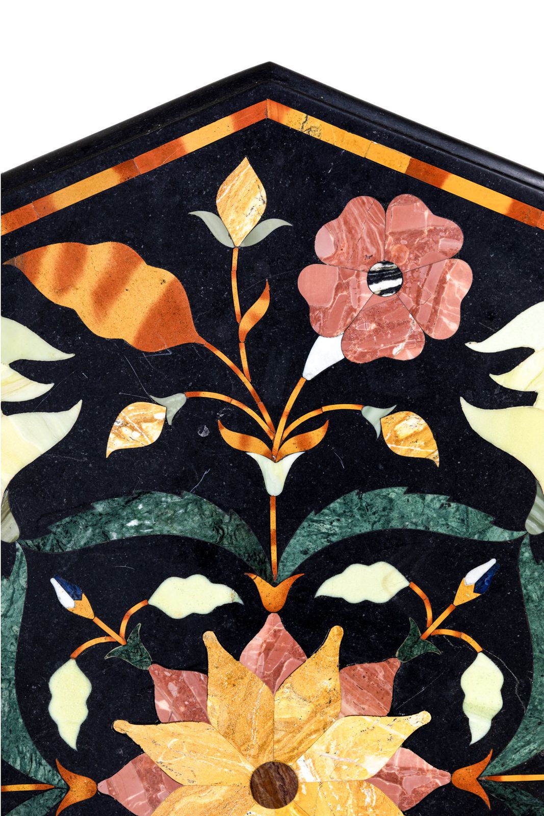 photo furniture Italian Pietra Dura Black Marble Topped Table