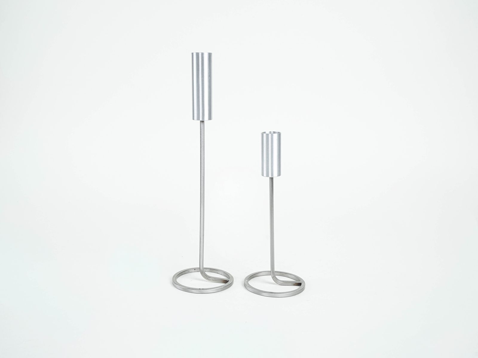 Set Of Metal Candlesticks, Danish Design, 1970s, Made In Denmark photo for sale