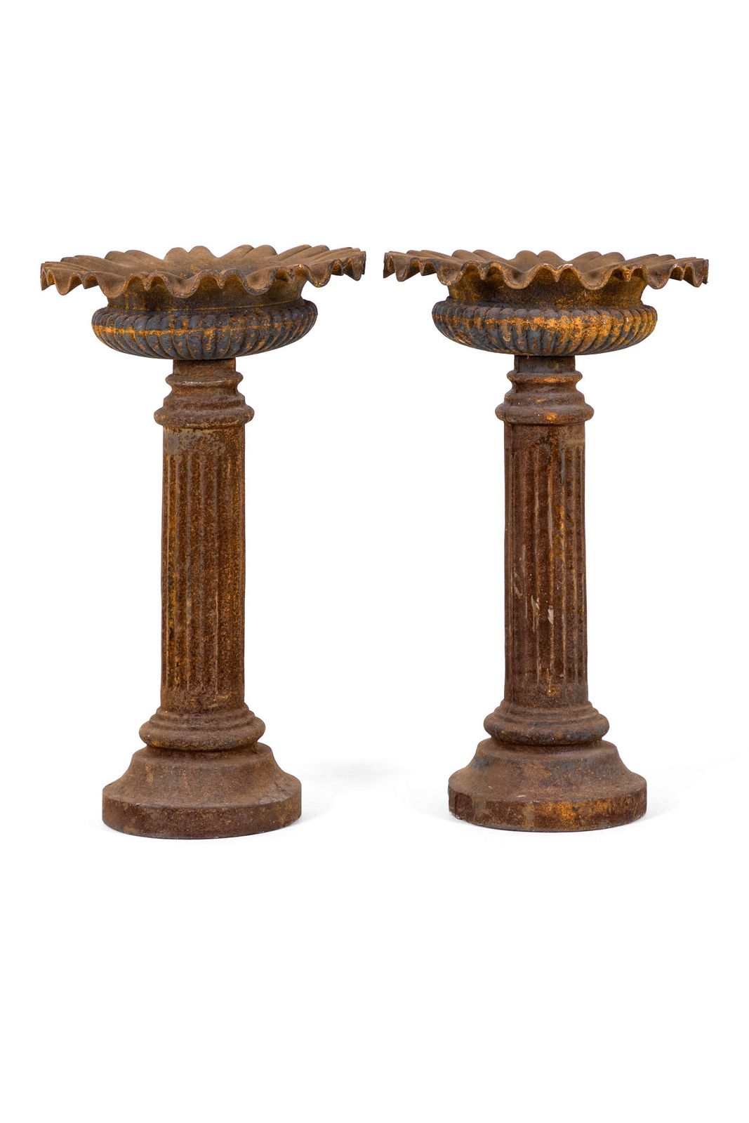 Pair Of Tall Cast Iron Garden Planters