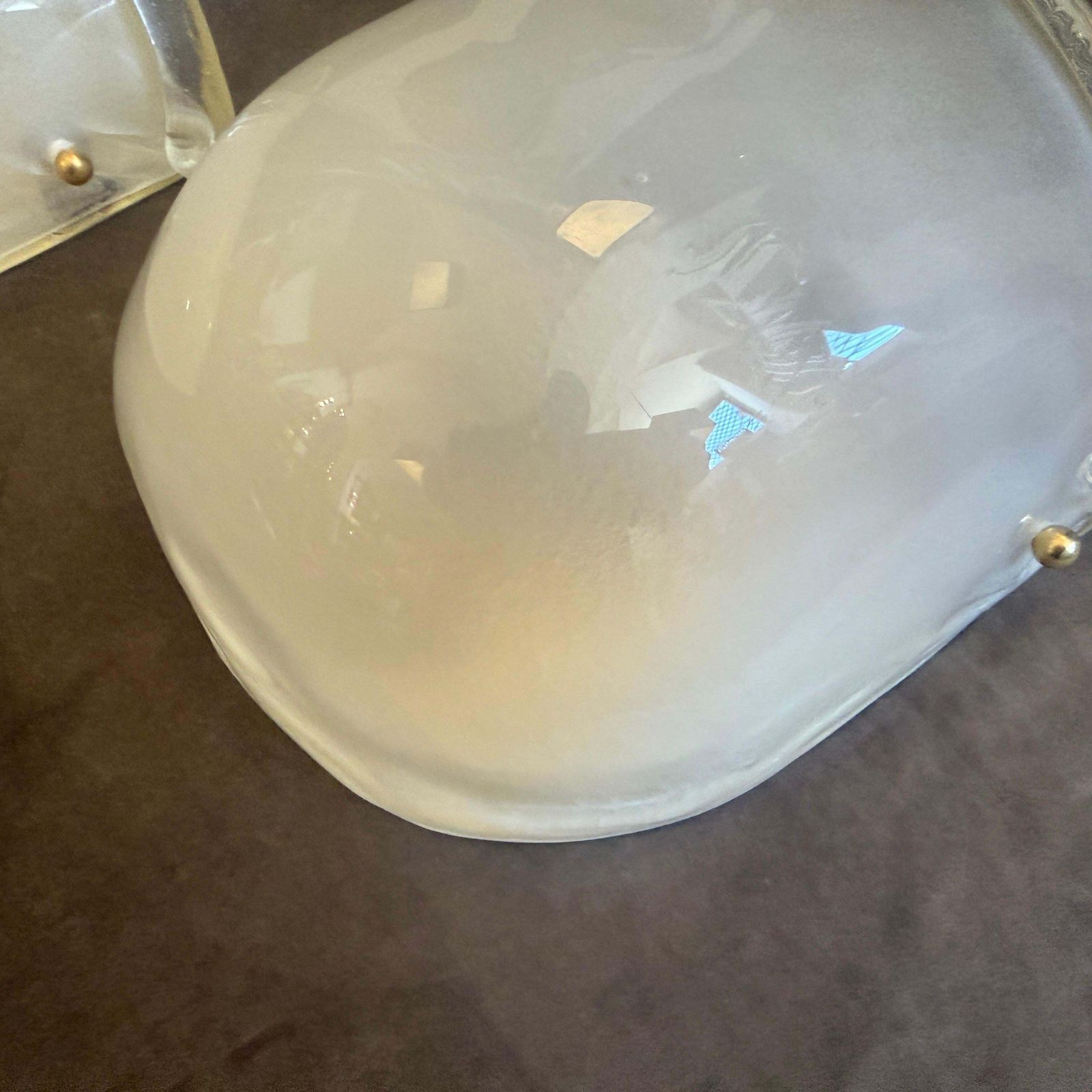 photo buy 1990s Mid Century Modern Barovier Style Murano Glass And Brass Wall Sconces