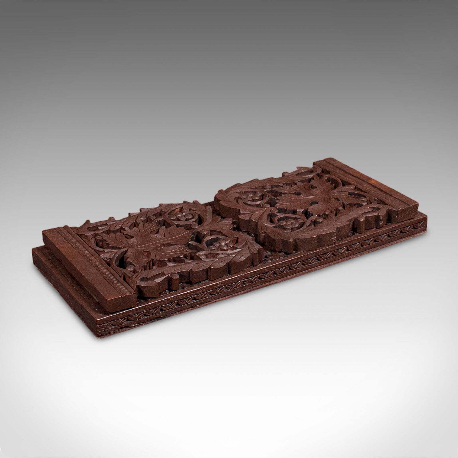 Vintage Carved Book Slide, Anglo Indian, Teak, Library Stand, Colonial, Art Deco photo Home Decor
