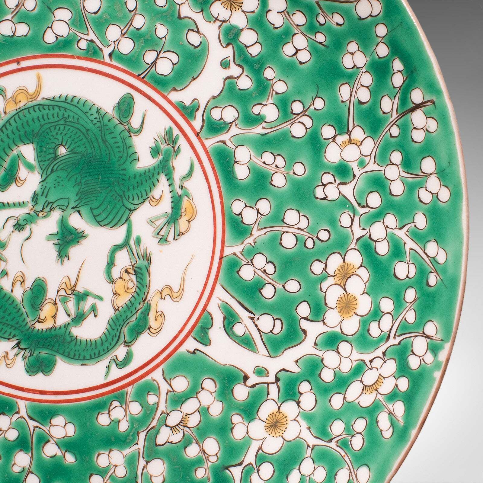 Antique Famille Verte Display Plate, Oriental, Qing Dynasty, Saucer, Victorian photo 403.0