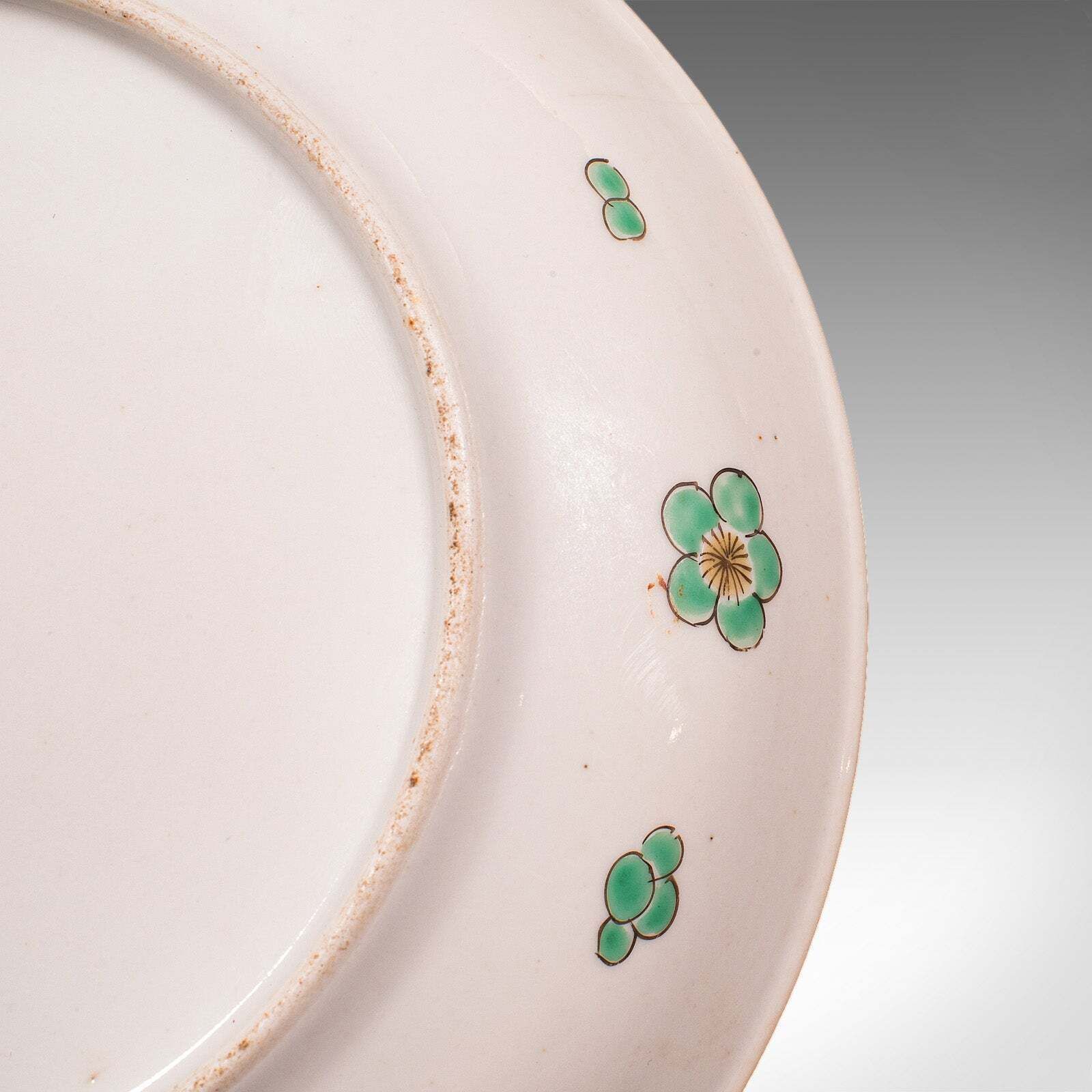 Antique Famille Verte Display Plate, Oriental, Qing Dynasty, Saucer, Victorian photo vintage