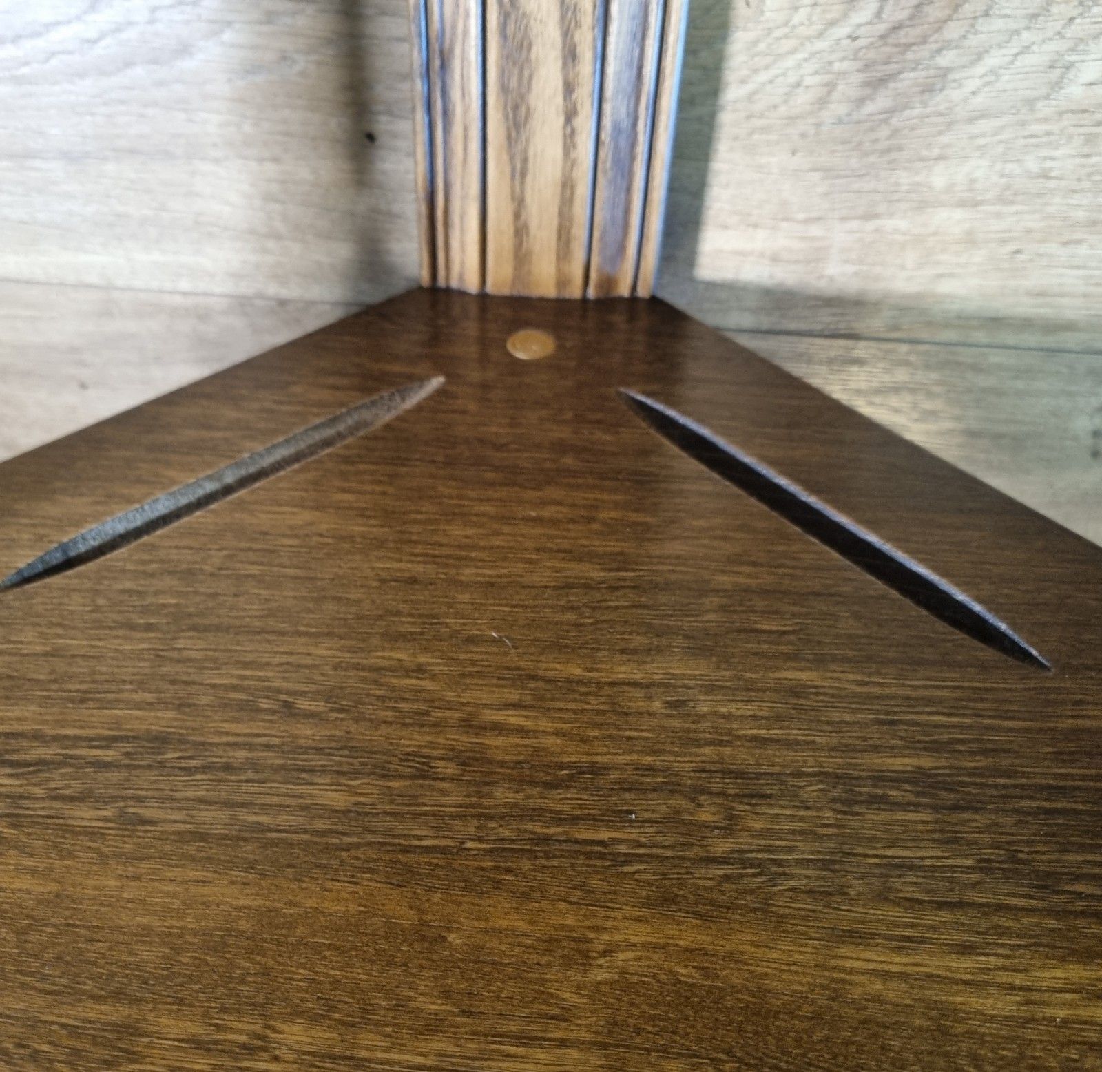 Ercol 3 Tier Corner Shelf Wall Hanging Golden Dawn Elm Wooden Display What Not photo vinterior