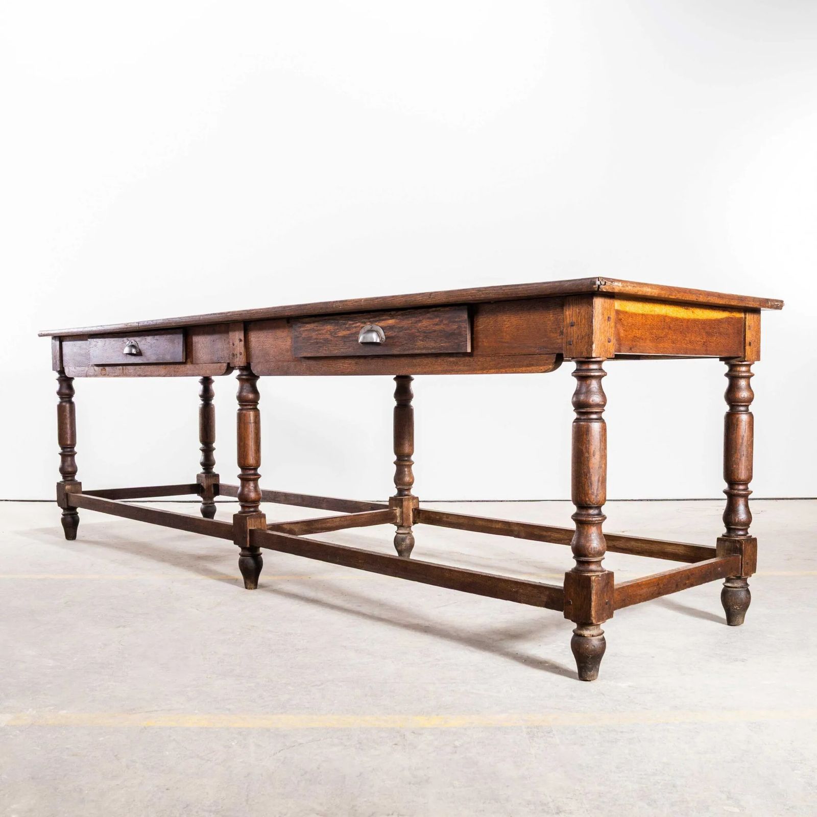 1920’s French Chateau Hall Table With Original Oak Scrubbed Top