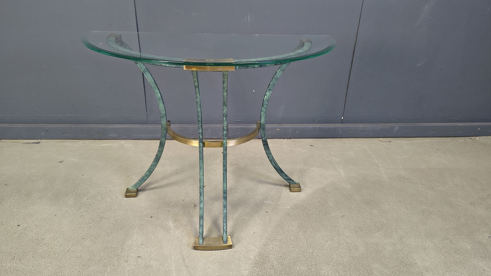 Vintage French Brass And Metal Console, 1970s