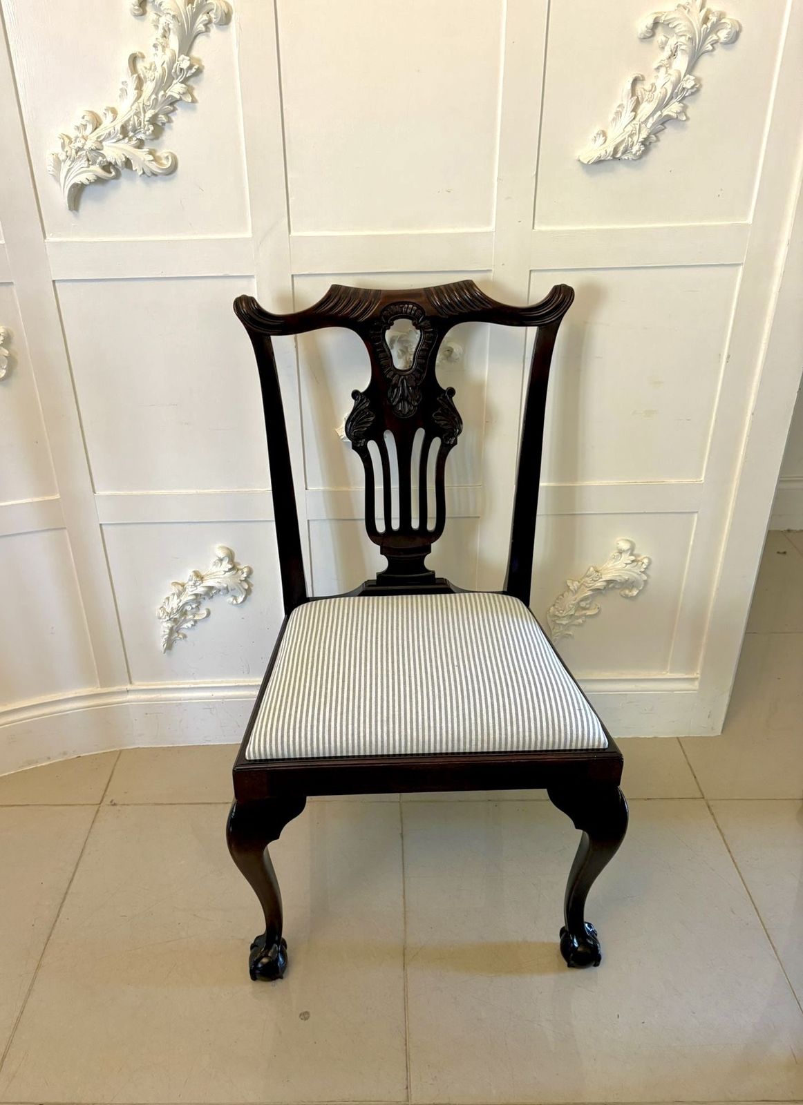 Antique Set Of 10 Irish Mid 19th Century Carved Mahogany Dining Chairs Carvers Ball & Claw Feet photo furniture