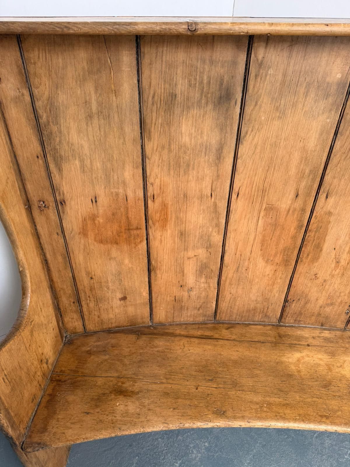 A Superb Original Early Victorian Pine Waxed Barrel 3 Seater Settle photo buy