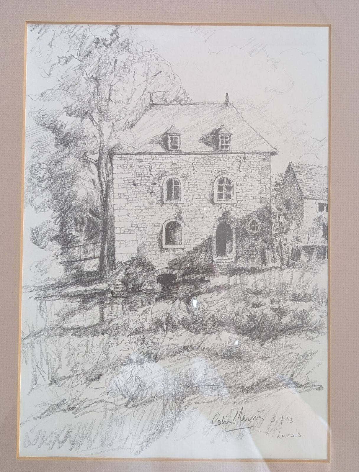 Colin Merrin Framed Signed Pencil Sketch Lurais 1993 photo Art