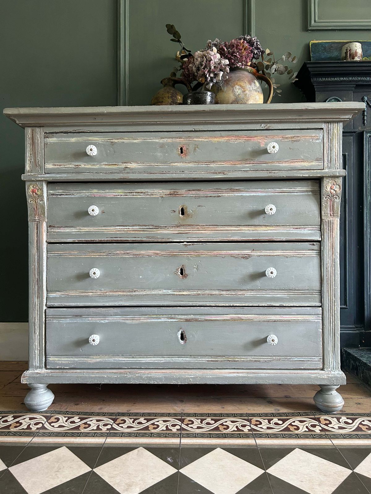 Antique Painted Drawers With Chinoiserie photo Furniture