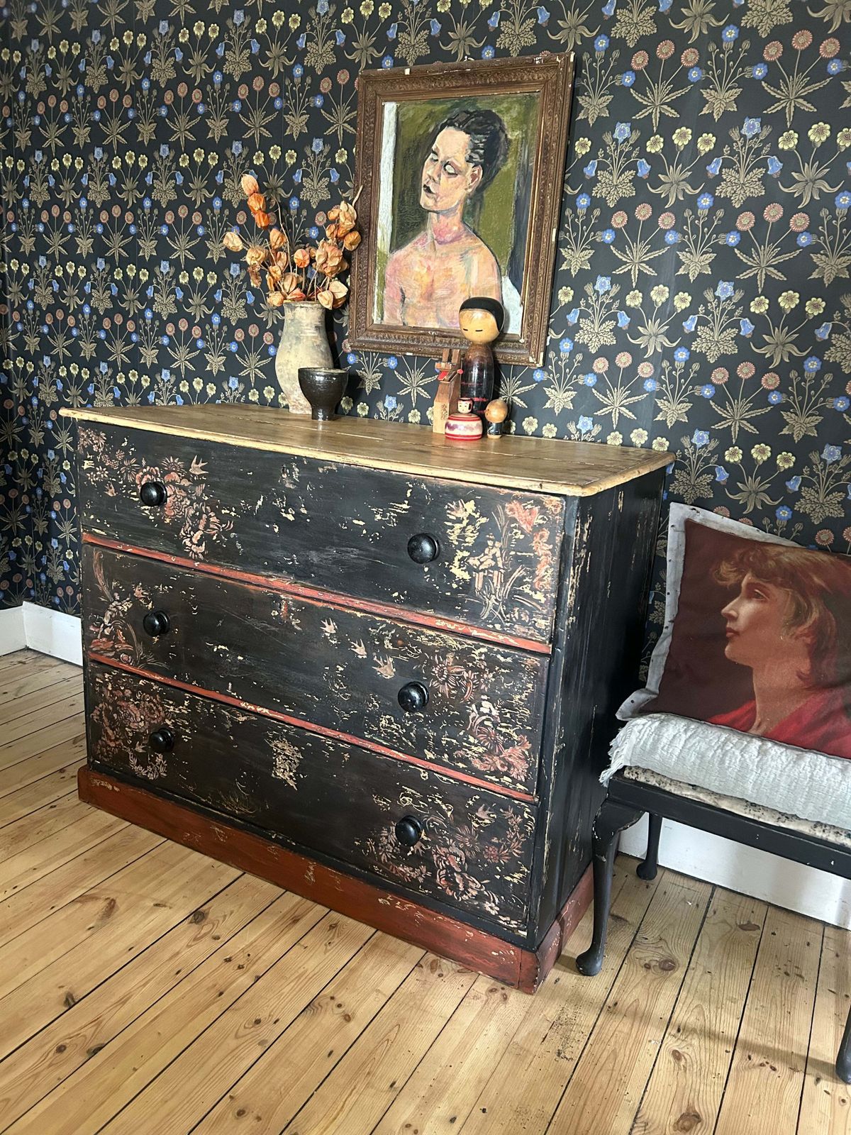 photo for sale Antique Painted Drawers With Chinoiserie