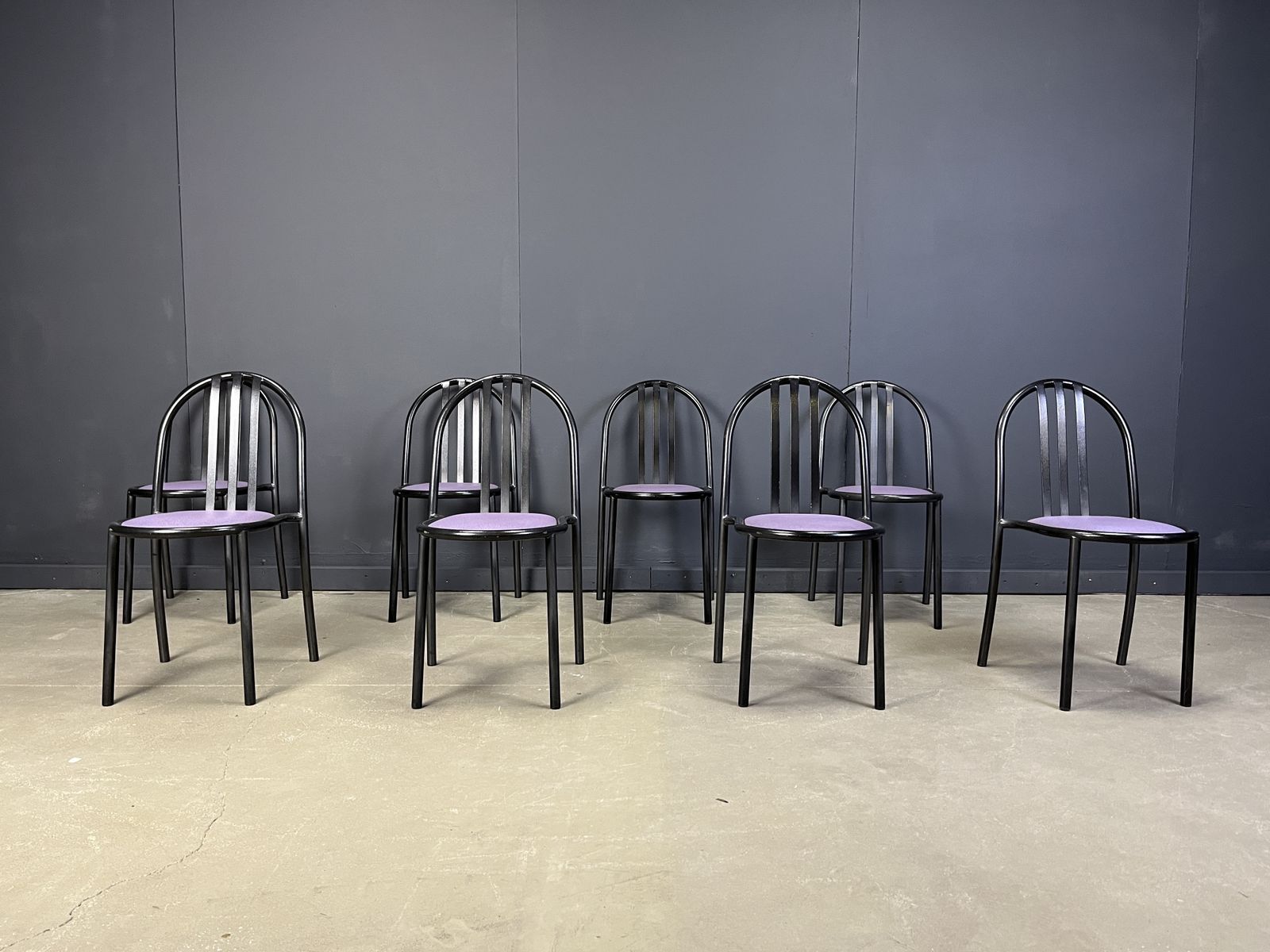 Set Of Nr 222 Chairs By Robert Mallet Stevens, 1980s, Set Of 6 photo vintage