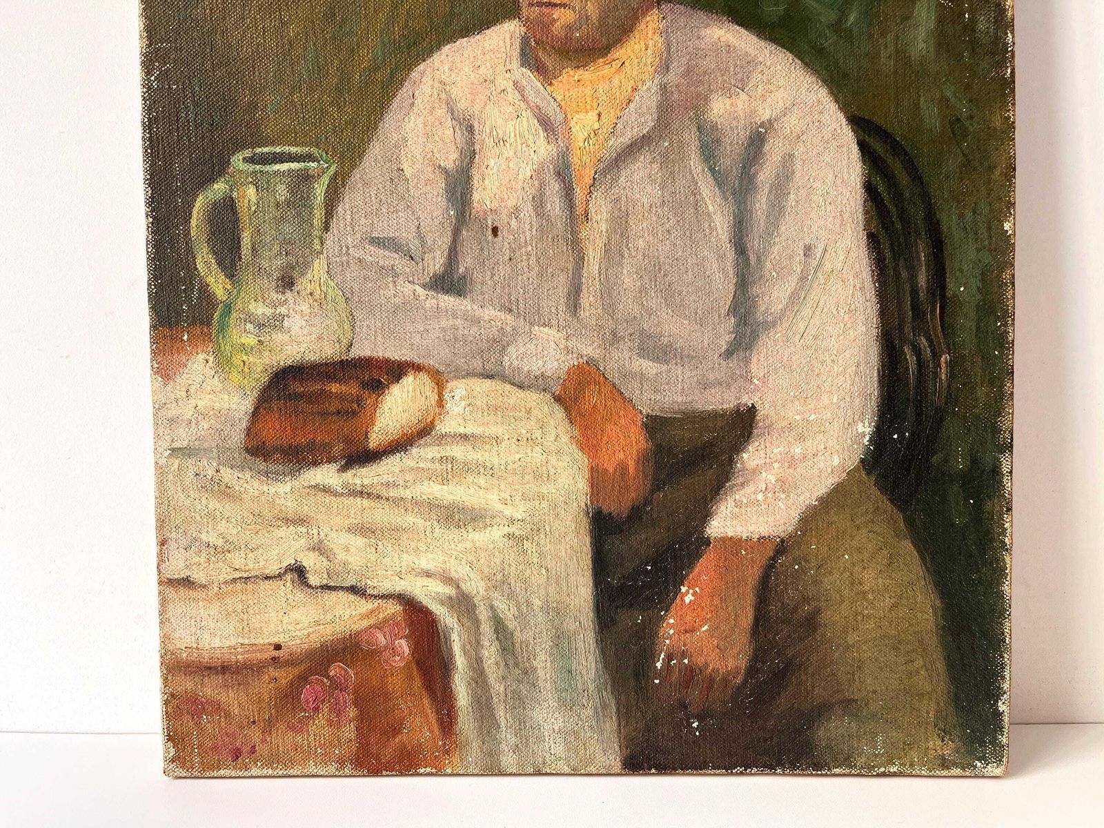Original 1920s Oil Portrait On Canvas Of A Man, Antique French Painting Auguste Barthon photo Art