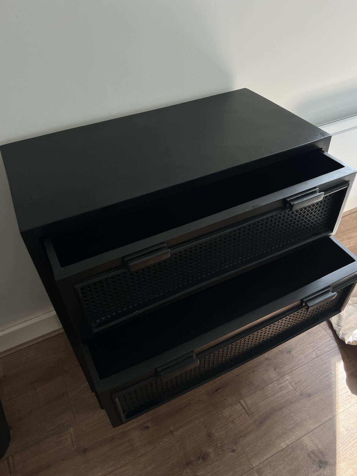 Black Wood & Rattan Chest Of Drawers (Rockett St George) photo 220.0