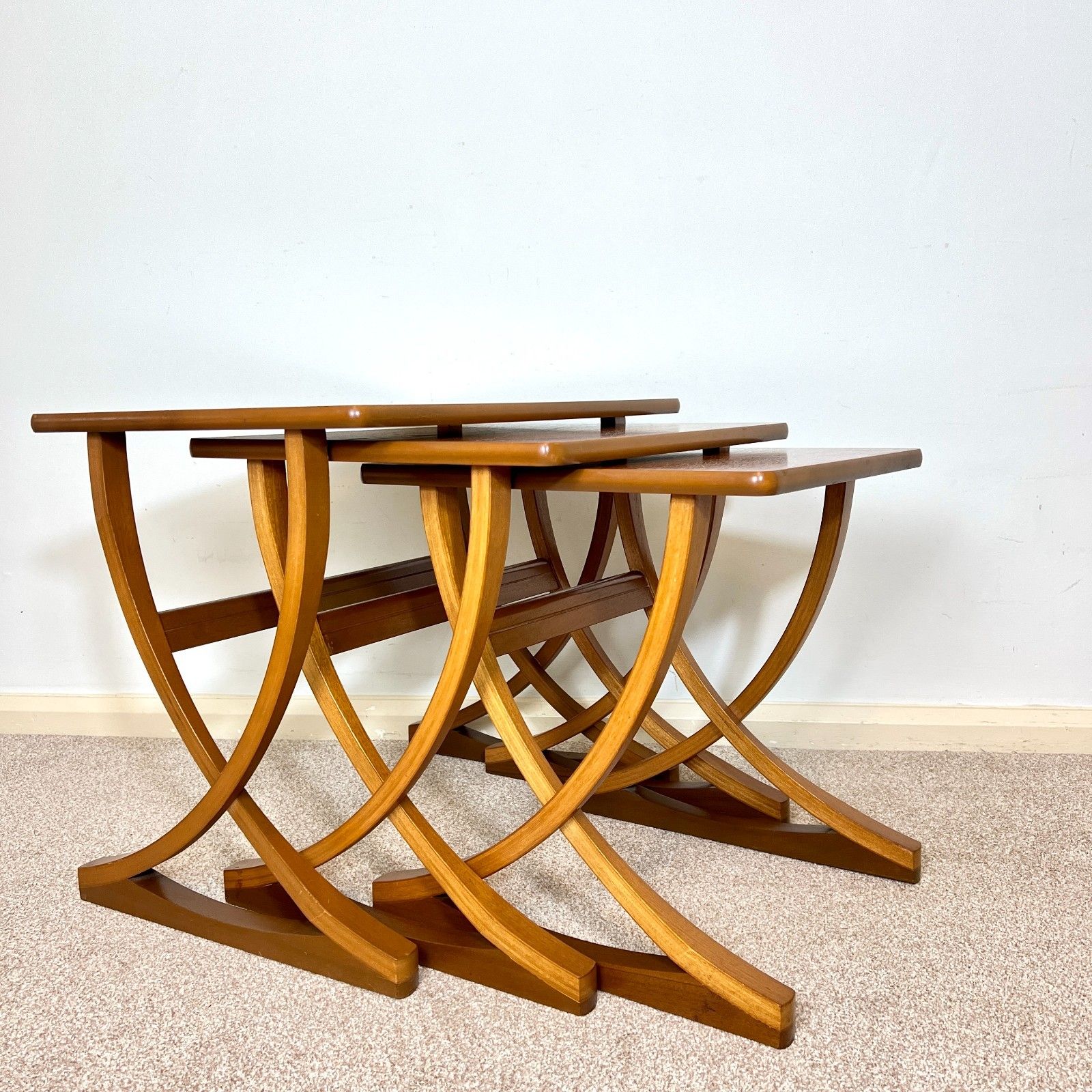 Mid Century Teak Citadel Nest Of Tables By Nathan, Danish Style  Side Tables photo for sale