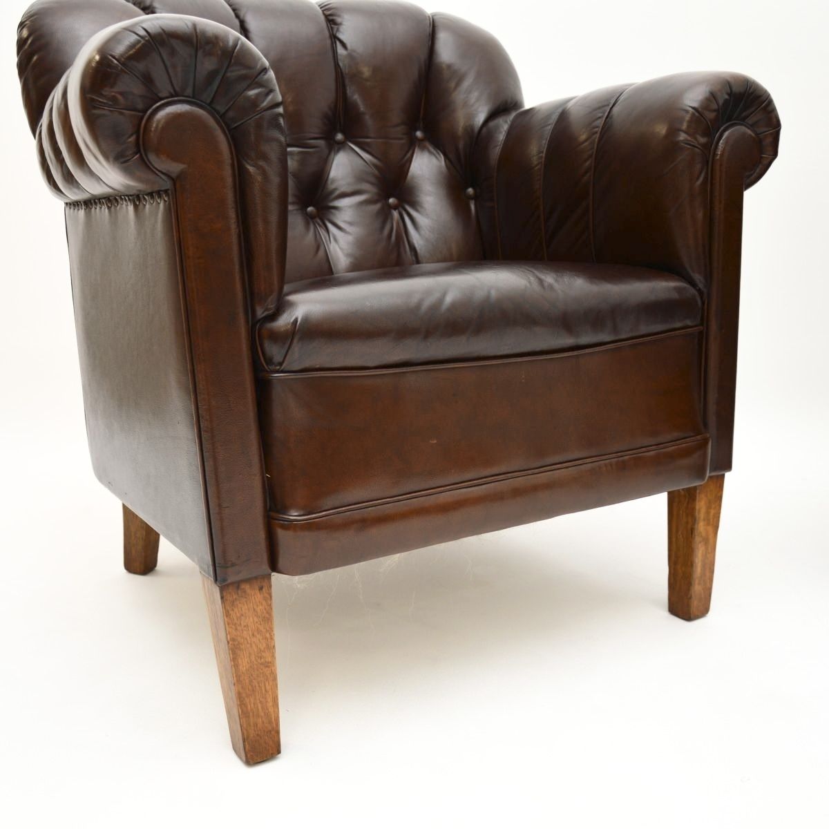 Pair Of Antique Swedish Leather Club Armchairs photo vinterior