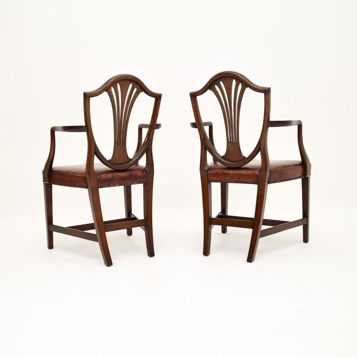 Pair Of Antique Mahogany And Leather Carver Armchairs photo Furniture