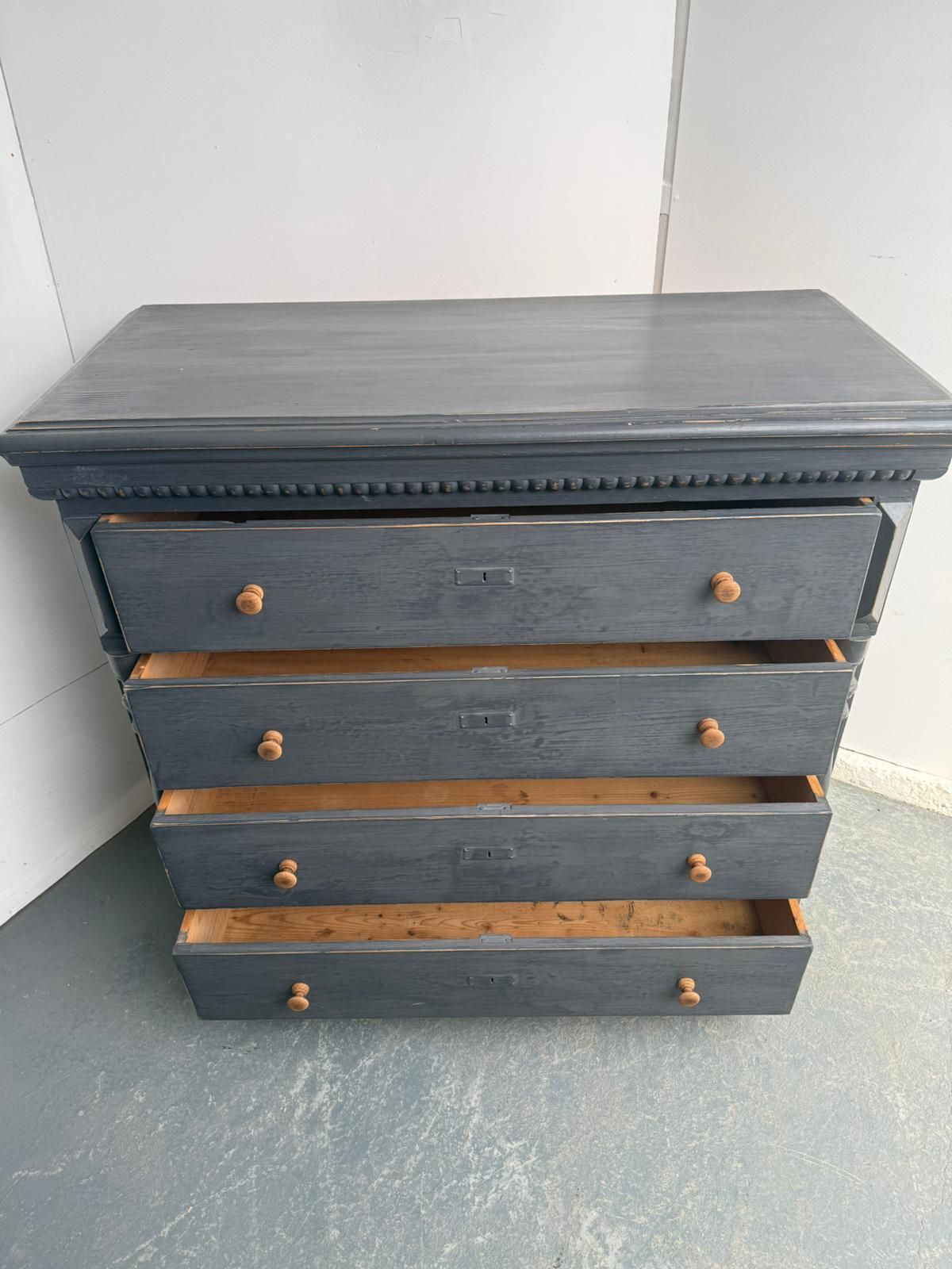 A Lovely Painted Mid Grey Original Hungarian 4 Drawer Victorian Chest Of Drawers photo vintage