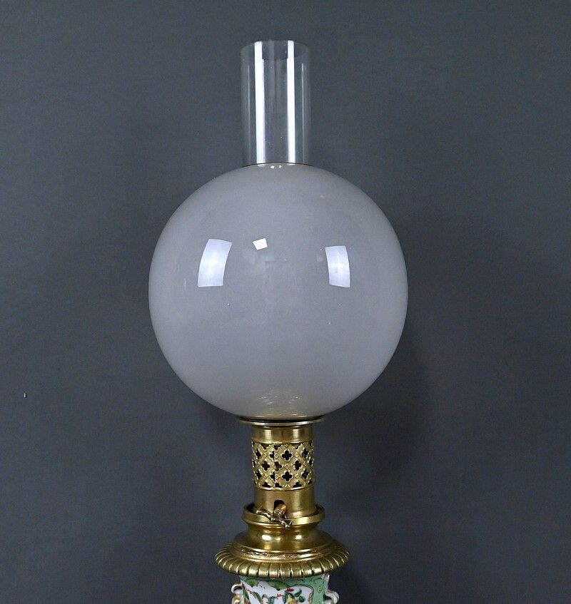 Canton Porcelain & Bronze Oil Lamp, Qing Dynasty, China – Late 19th Century photo buy