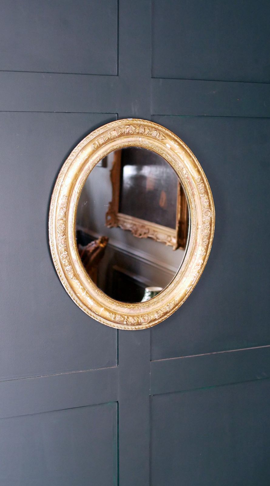 Antique Victorian Gesso Oval Mirror – Wonderful Distressed Patina photo buy