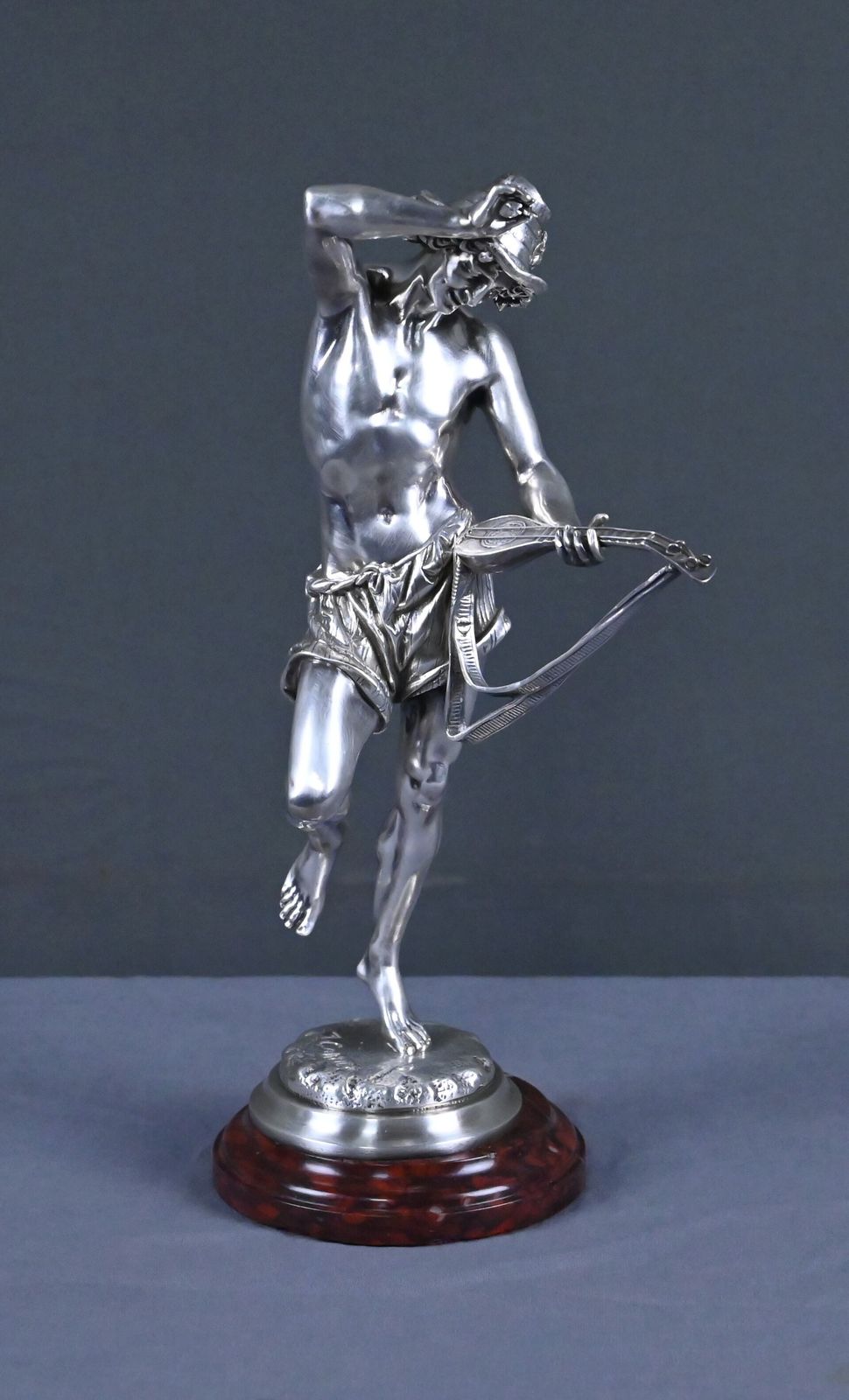 Silvered Bronze "The Neapolitan Mandolin Player" Signed A. Carrier – Part 2, 19th Century photo 1260.0