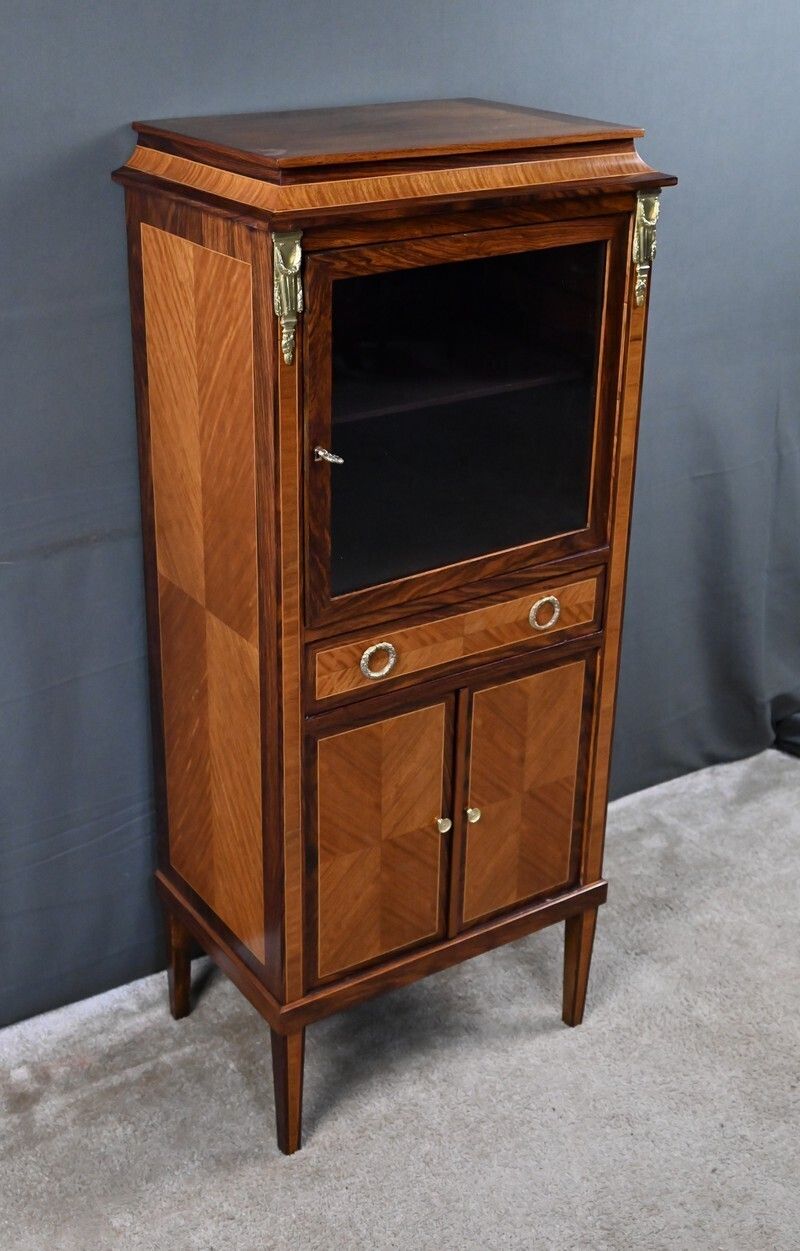 Marquetry Display Cabinet, Louis XVI Style – Early 20th Century photo Furniture
