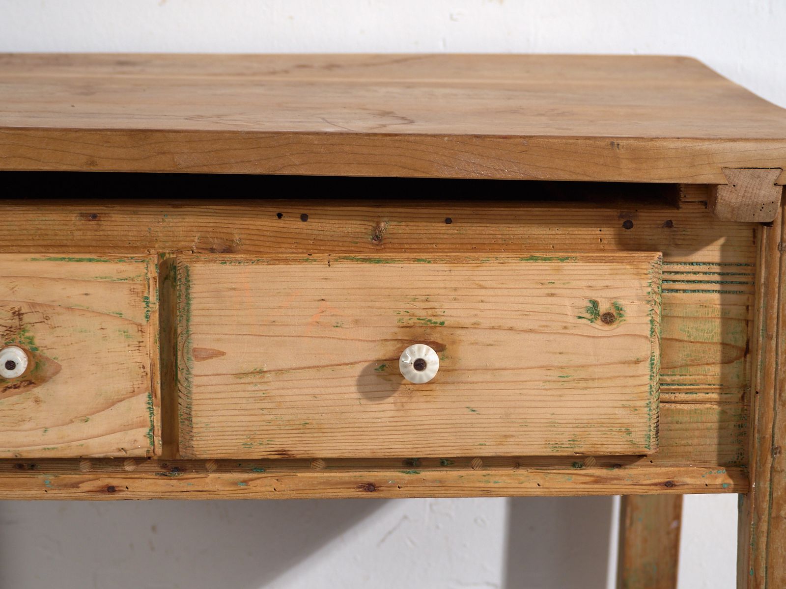 Central European Pine Kitchen Table With Two Drawers – Tyrol, Circa 1910 photo vintage