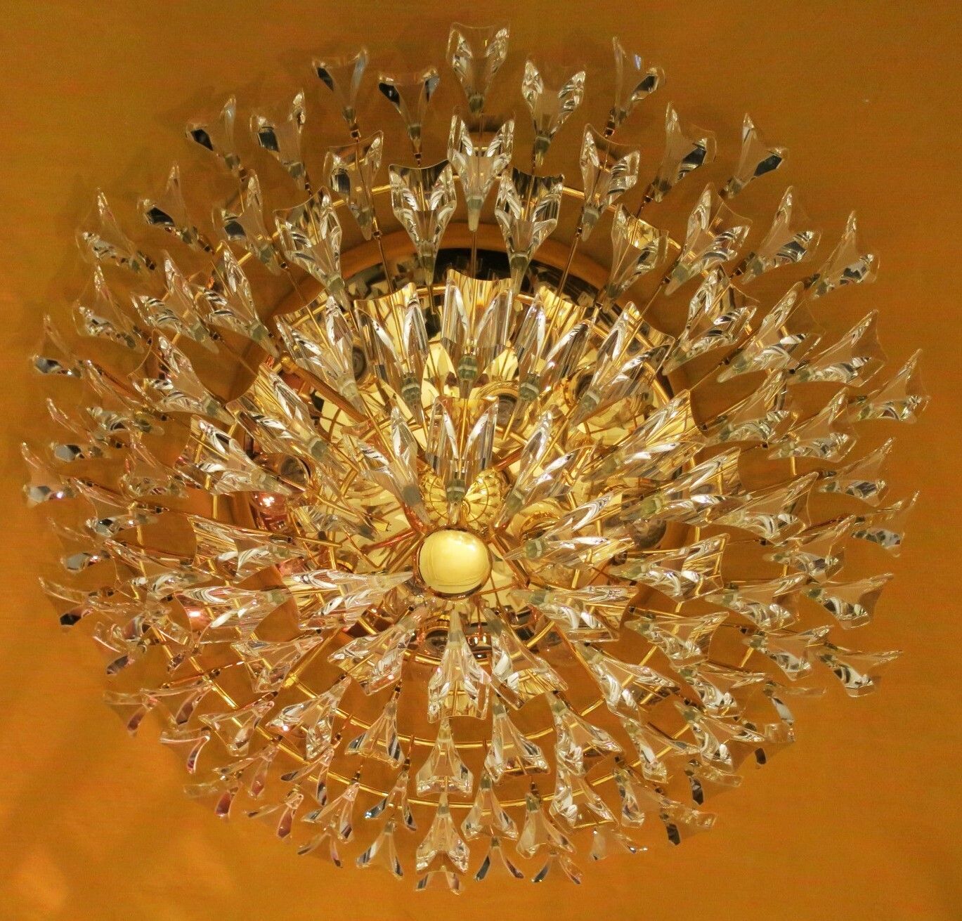 Stilkronen Gold Plated Brass And Crystal Chandelier, Italy 1970s photo furniture