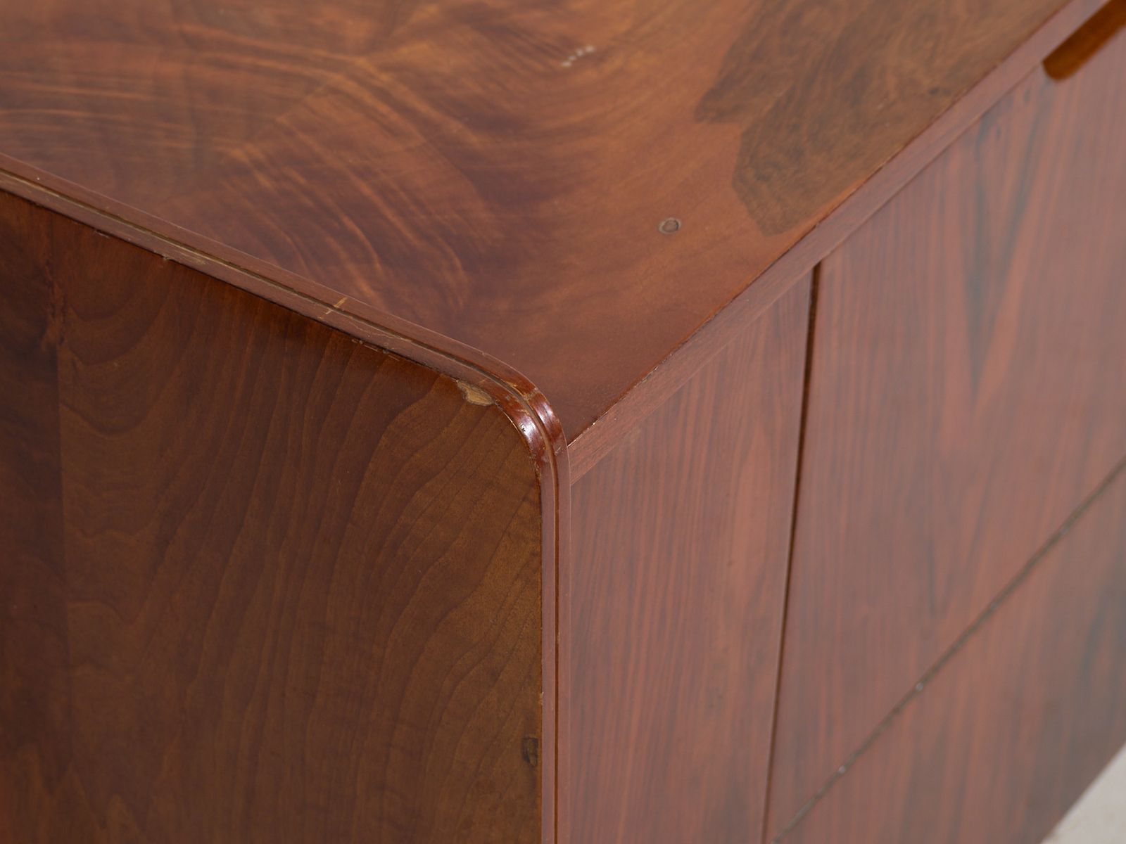 Mid Century Walnut Veneered Sideboard With Tapered Legs – Czechoslovakia, Circa 1960 photo for sale