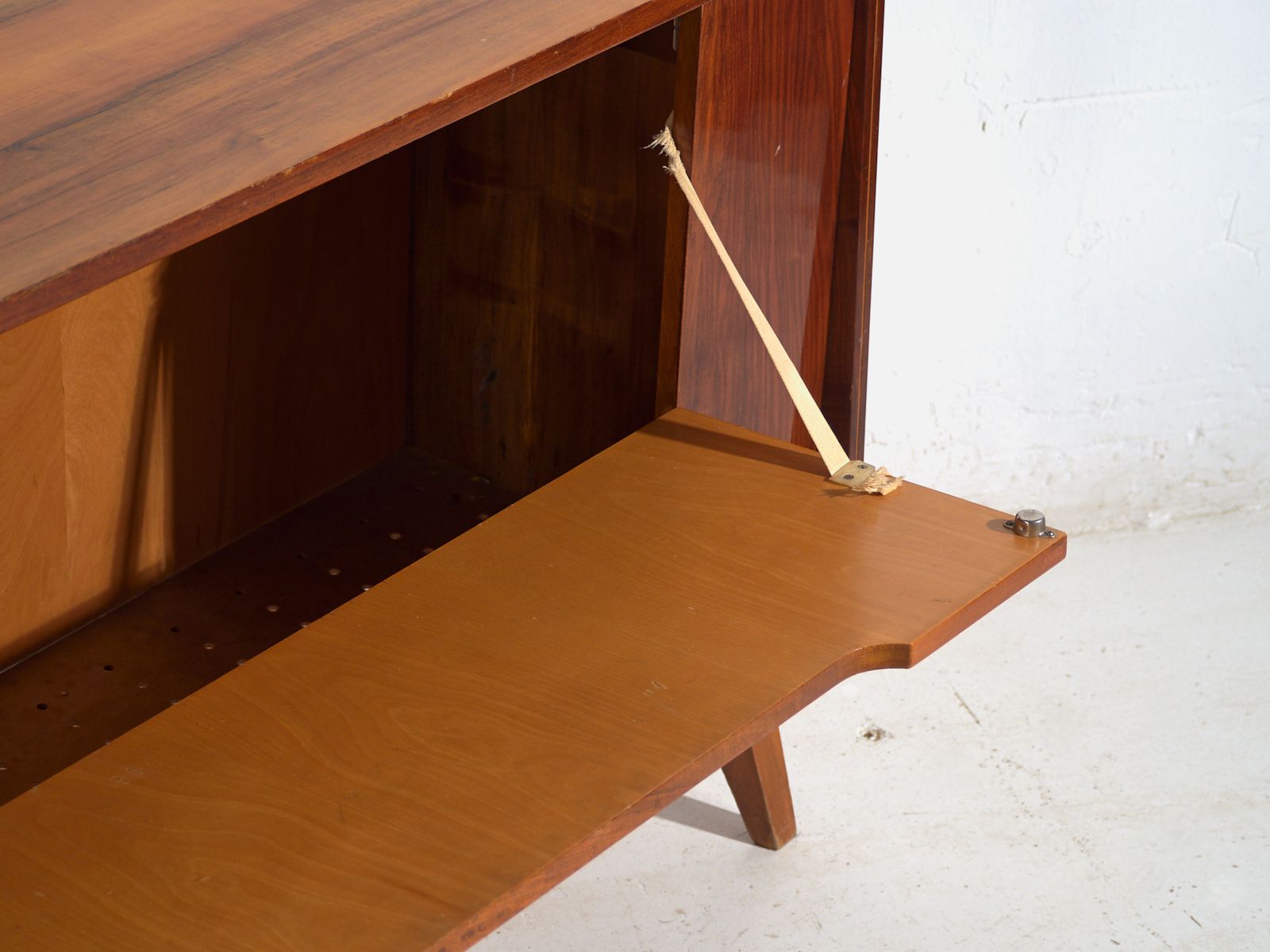 Mid Century Walnut Veneered Sideboard With Tapered Legs – Czechoslovakia, Circa 1960 photo vinterior