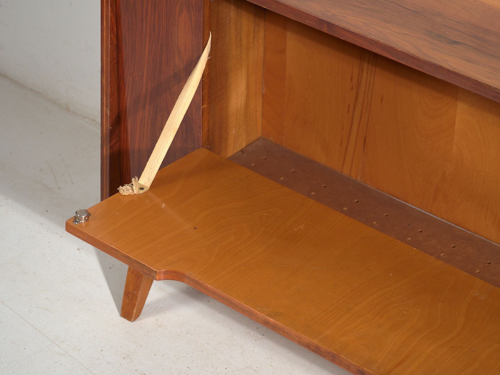 photo furniture Mid Century Walnut Veneered Sideboard With Tapered Legs – Czechoslovakia, Circa 1960