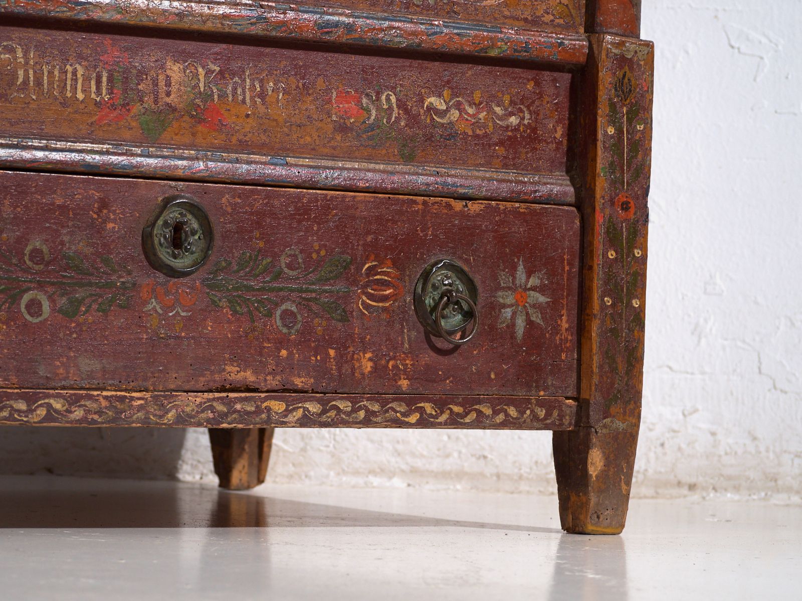 Central European Dowry Chest In Polychromed Pine – Central Europe, 1889 photo for sale