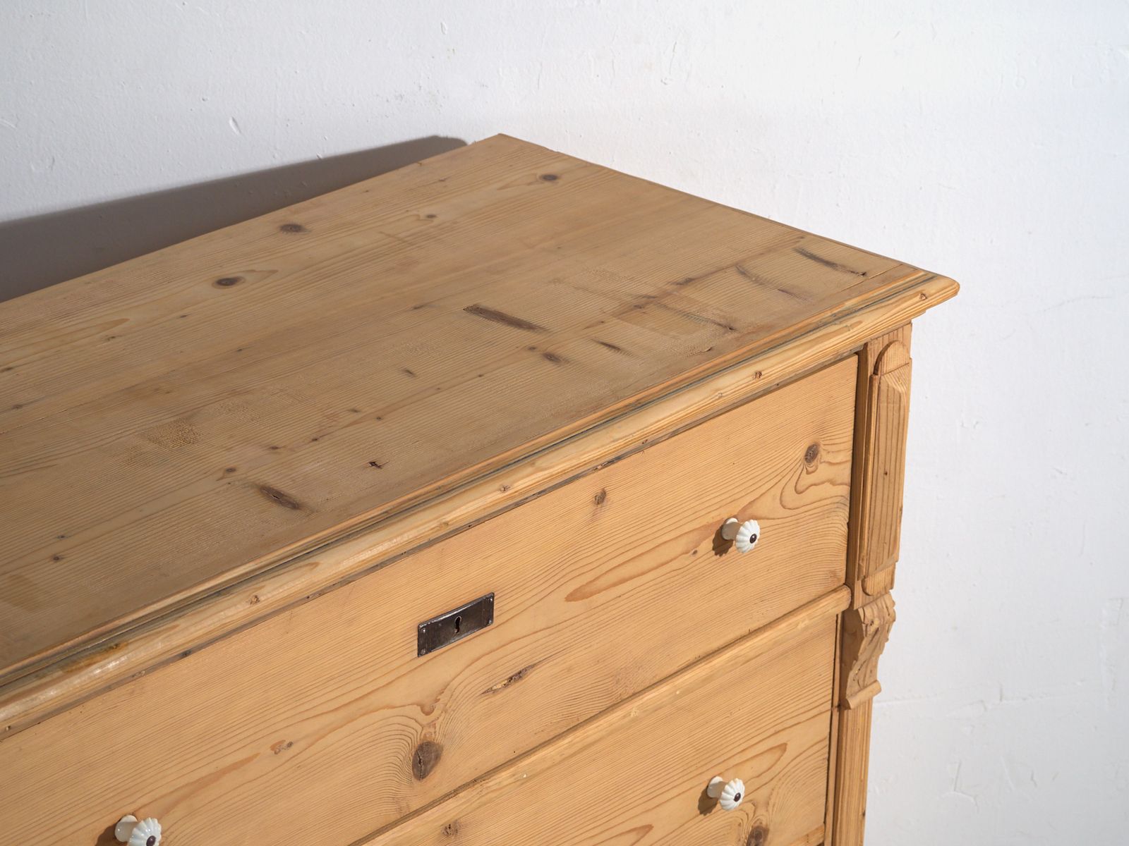 Tall Central European Chest Of Four Drawers In Washed Pine – Central Europe, Circa 1900 photo for sale