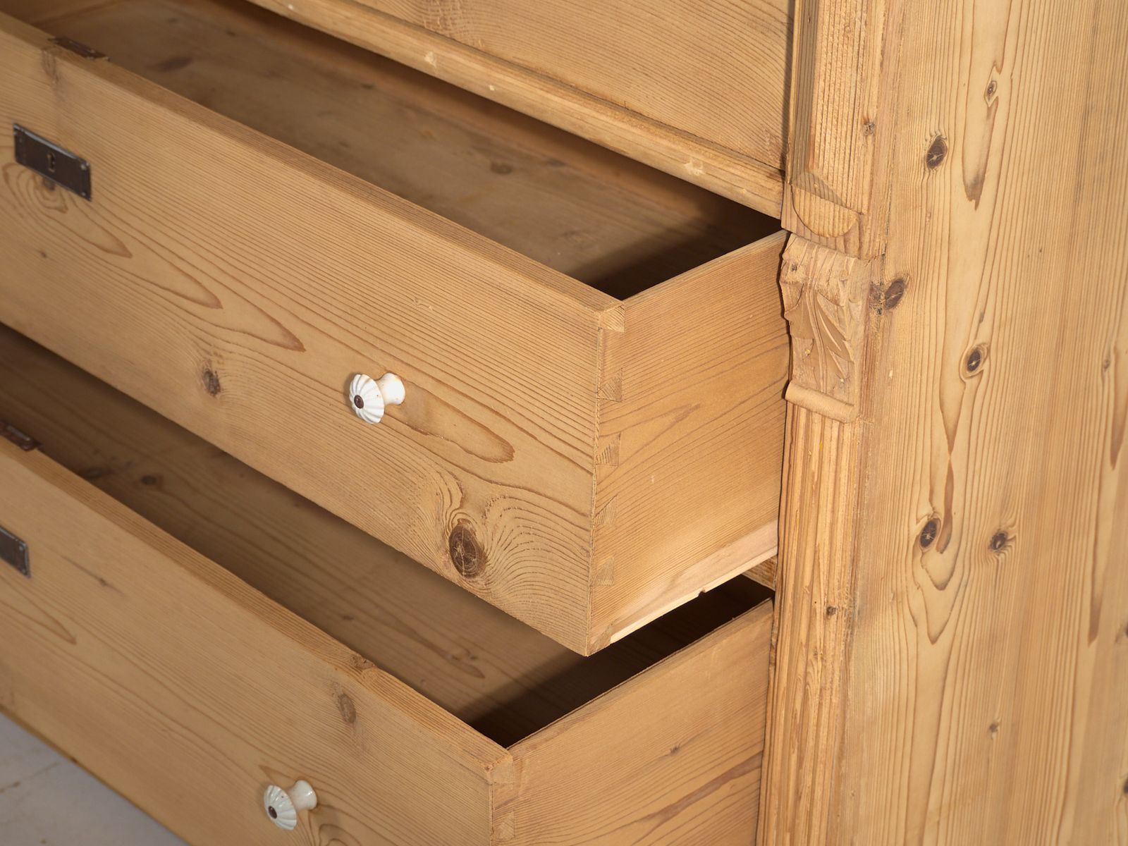 photo for sale Tall Central European Chest Of Four Drawers In Washed Pine – Central Europe, Circa 1900