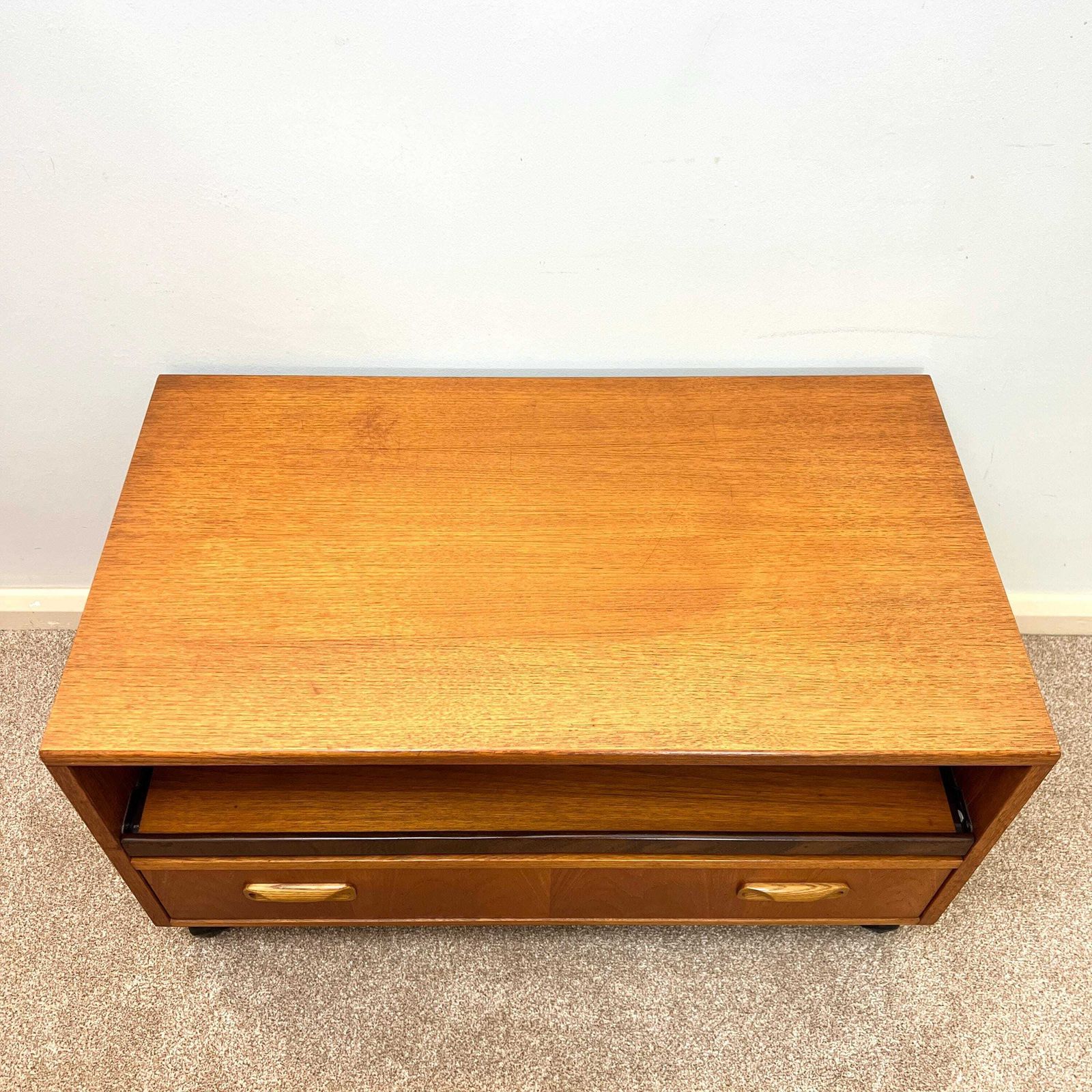 G Plan Mid Century Teak Media Unit , Tv Trolley With Storage photo vintage