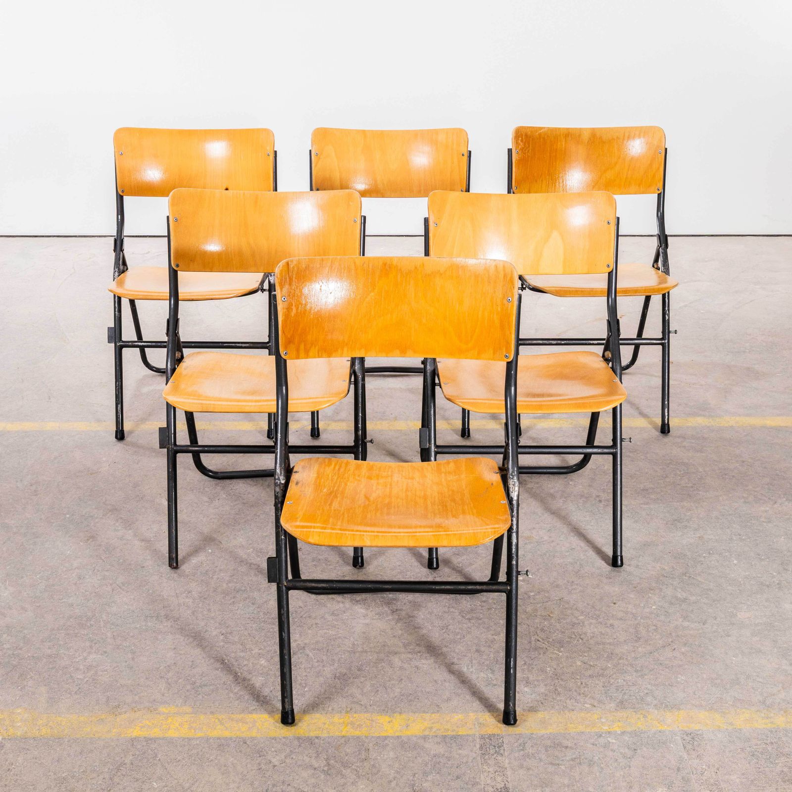 1960's Original German Folding University Dining Chairs   Set Of Four photo Furniture
