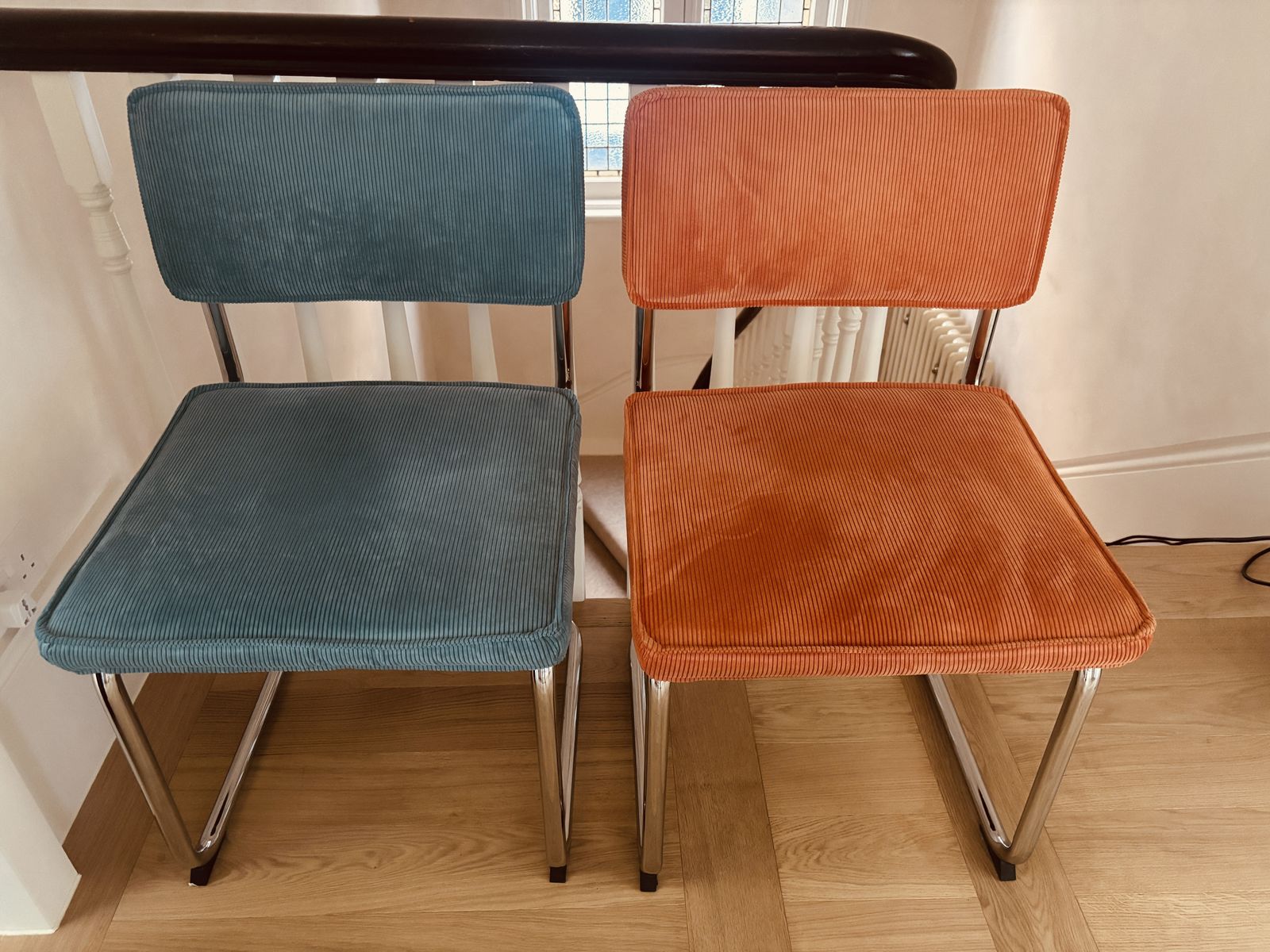 Pair Of Zuiver Ridge Cantilever Dining Chairs, Immaculate Condition