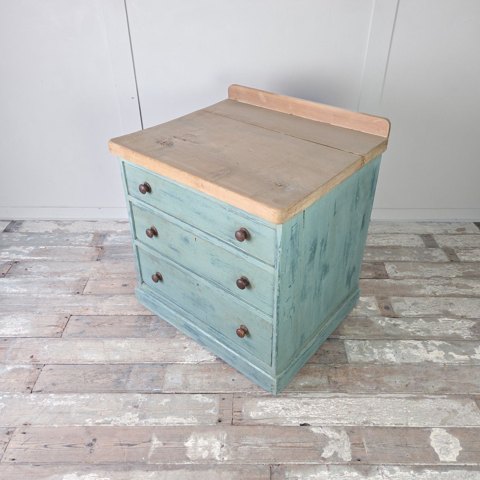Antique Pine Painted Chest Of Drawers With Three Drawers And Castors photo for sale