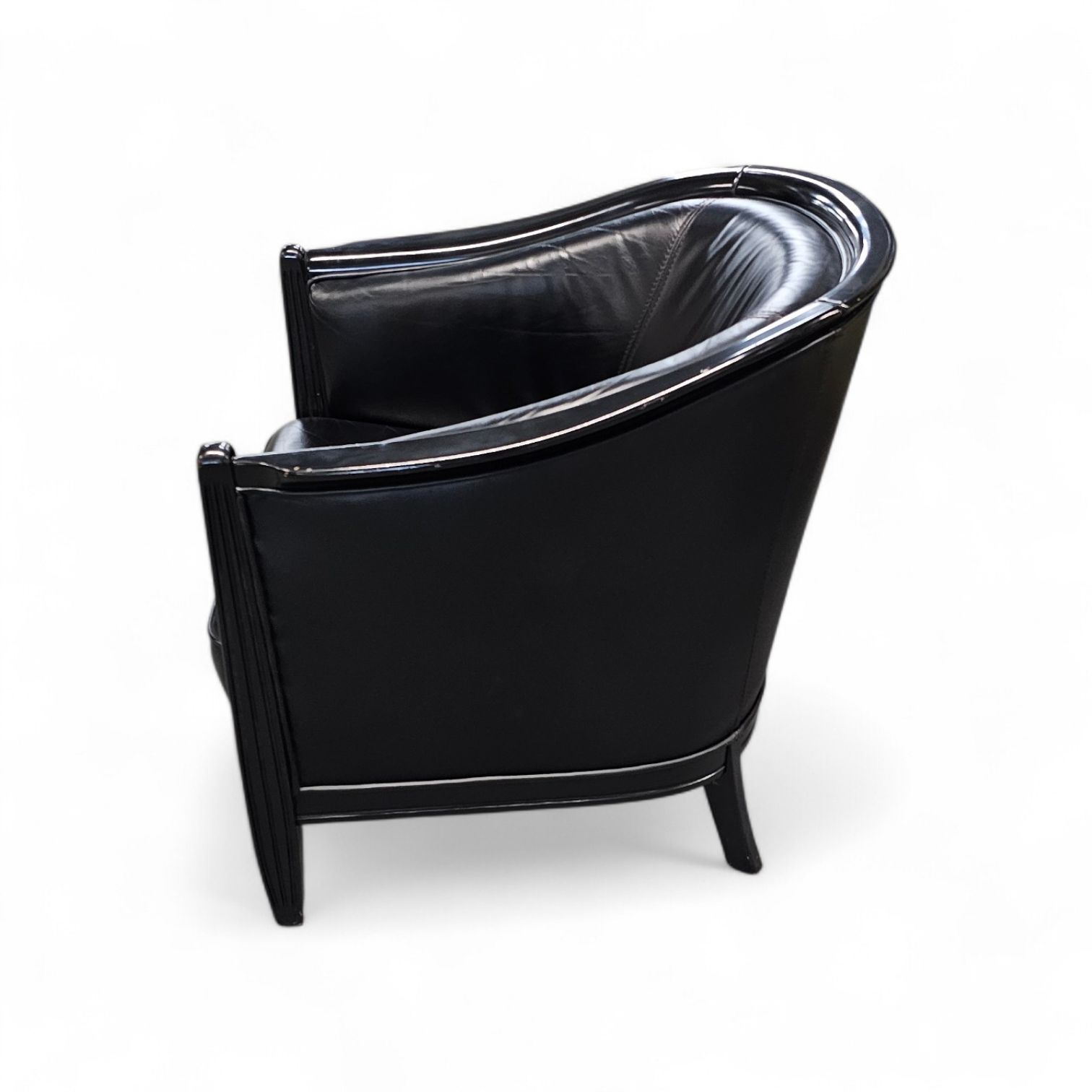 2 X Black Leather Armchair By Giorgetti 1980s / Good Condition Height 76 photo Furniture