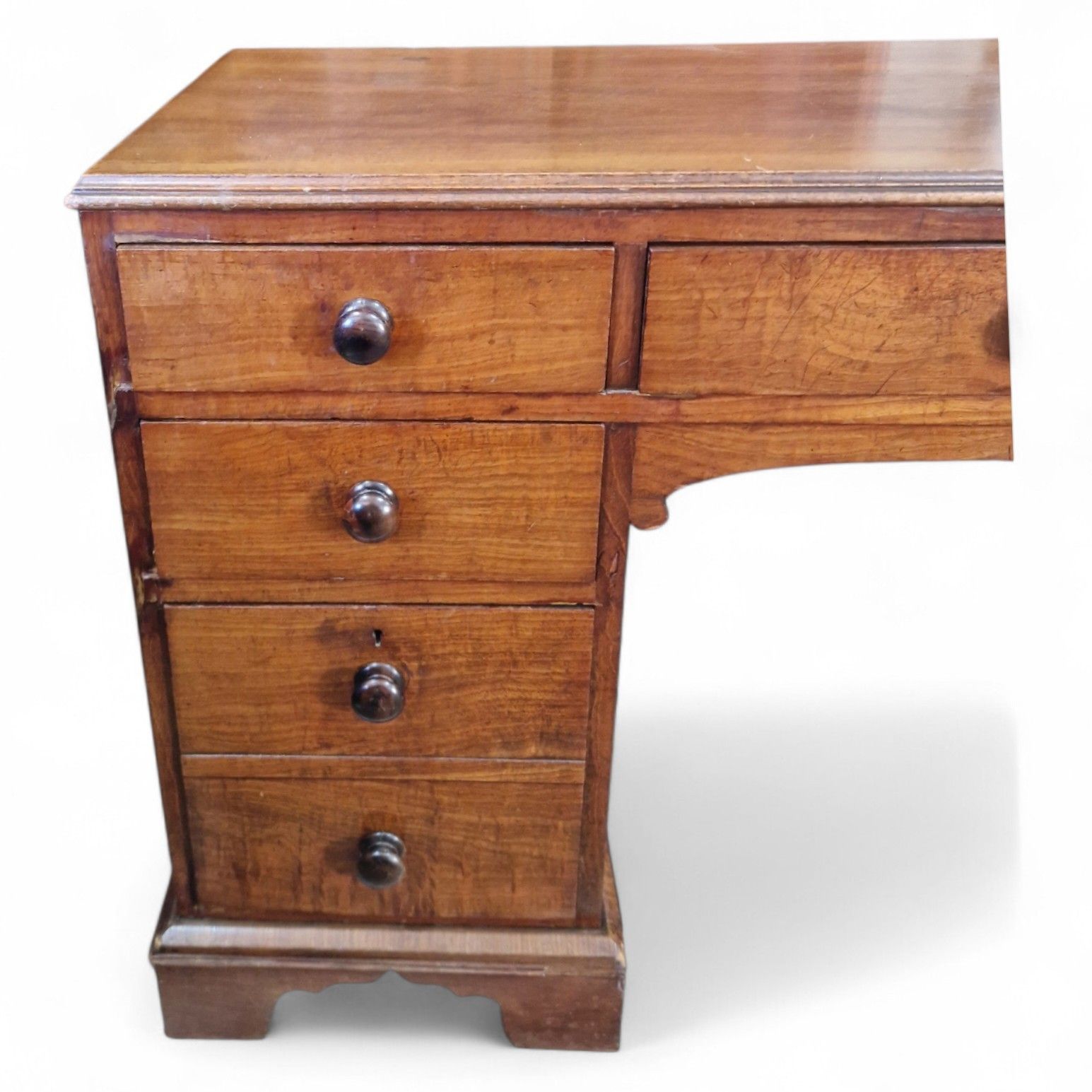 Victorian Mahogany Kneehole Desk Antique Writing Table 9 Drawer Pedestal Console photo 395.0