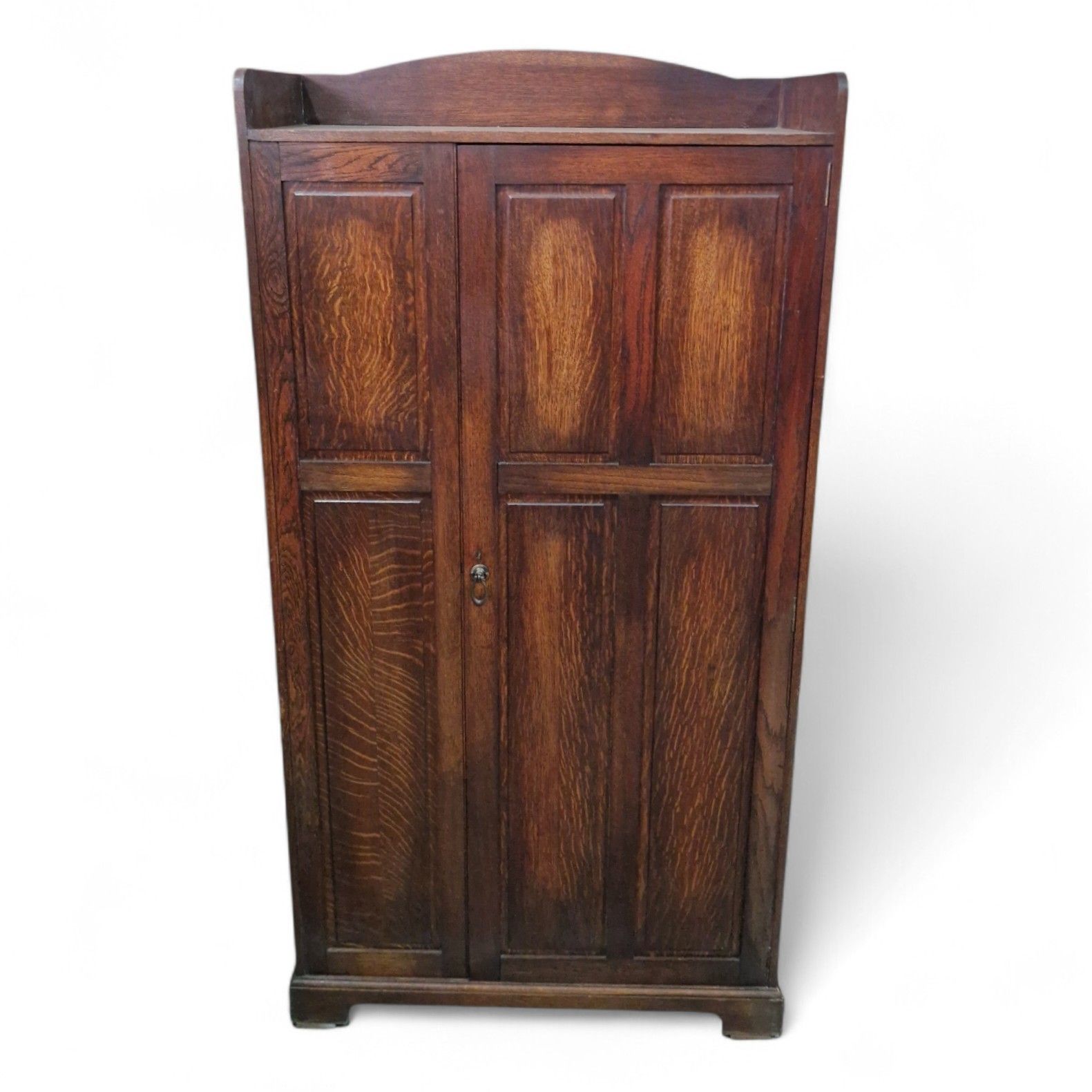 Arts & Crafts Oak Wardrobe Hall Cupboard Hanging Rail Hooks Storage Cabinet photo 550.0