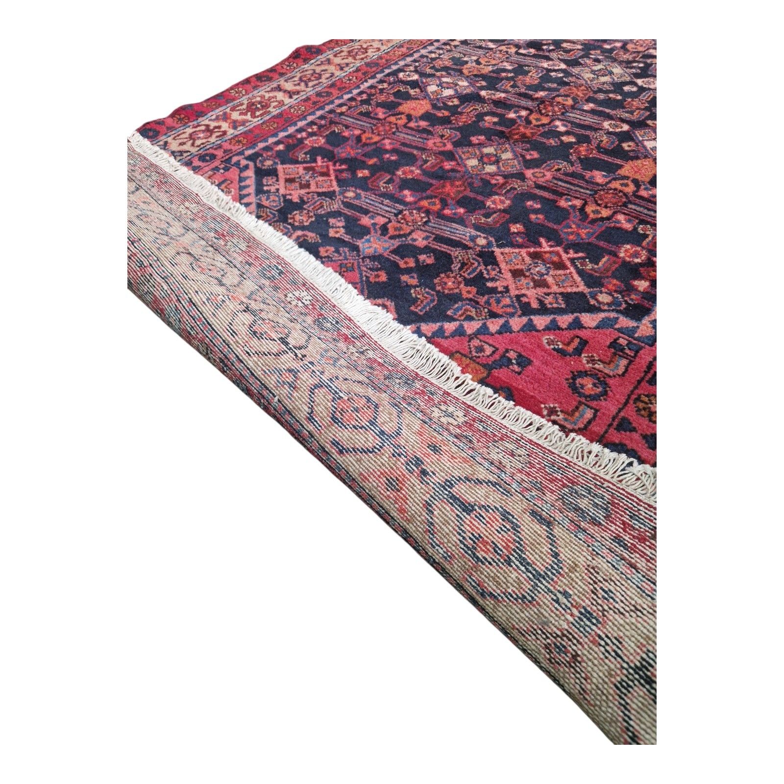 photo buy Antique Traditional Rug Red Pink Blue Geometric Carpet Thick Pile Decorative
