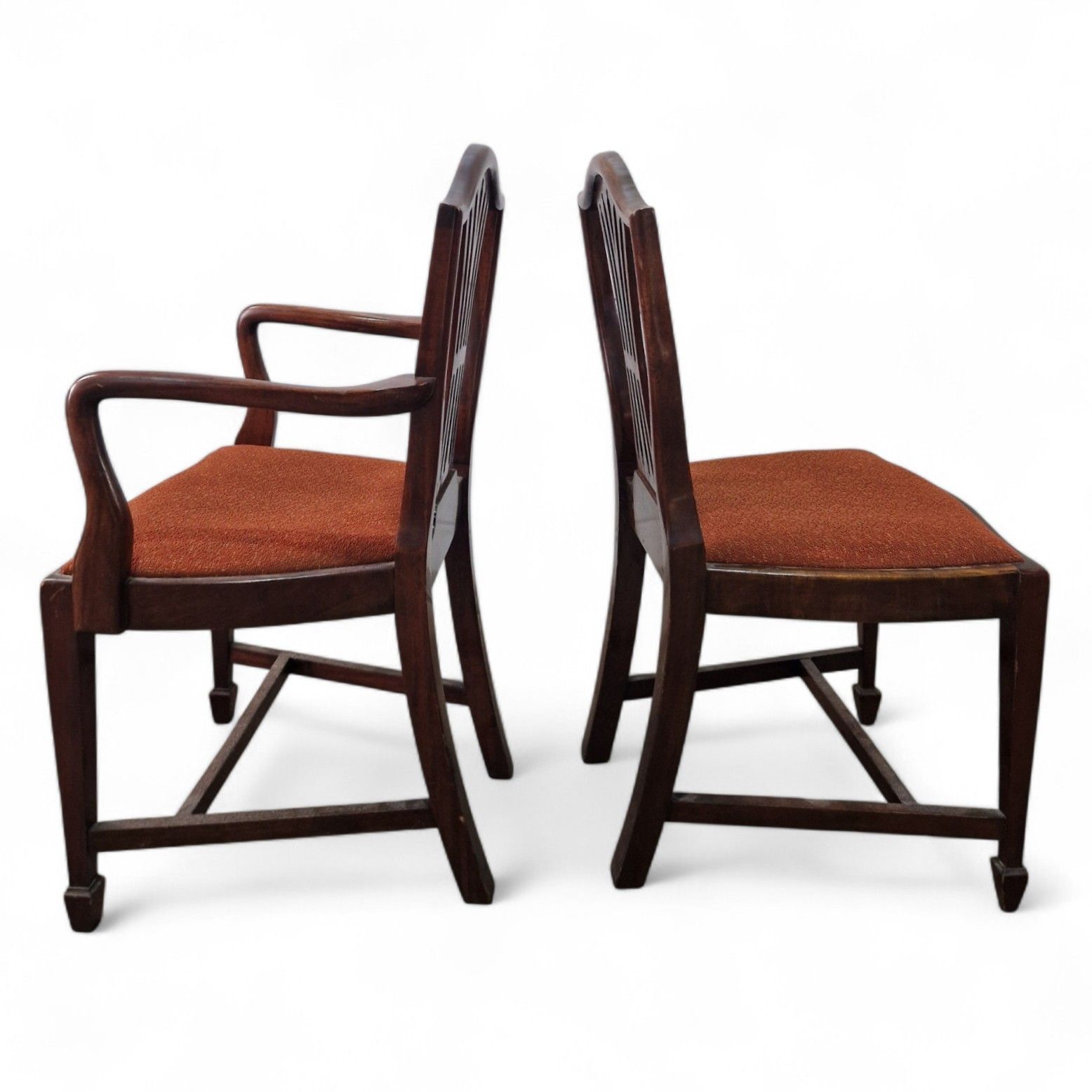 Furniture Hepplewhite Dining Chairs Set 6 Mahogany Shield Back Carvers Wood Antique Style photo