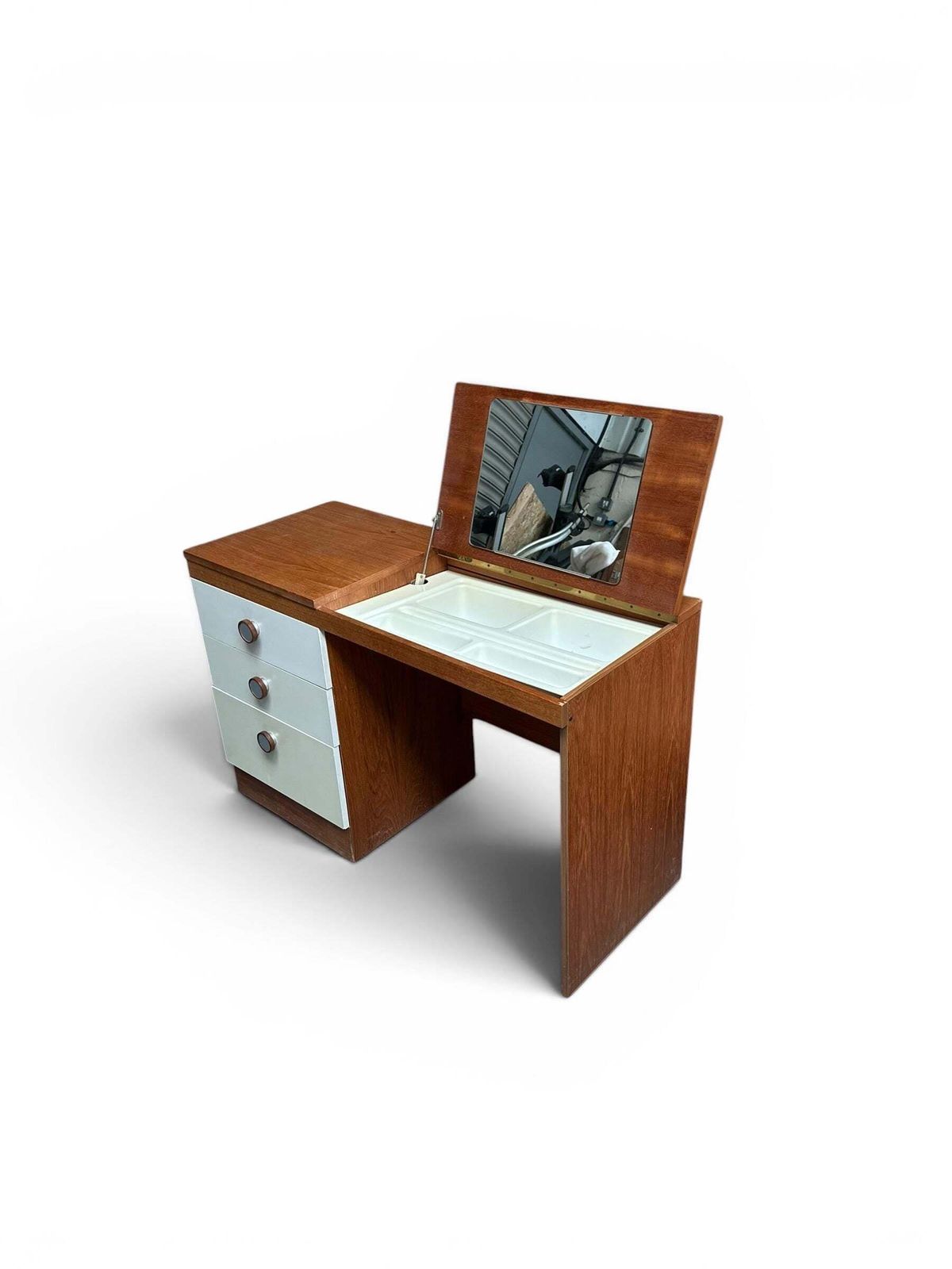 Mid Century Uniflex “F Range” Teak Dressing Table, C.1960s (With Original Advert) photo vintage