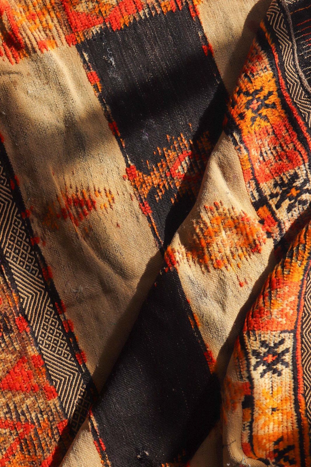 Antique Hanbel Rug | Charcoal & Terracotta With Diamond Motifs photo Textiles