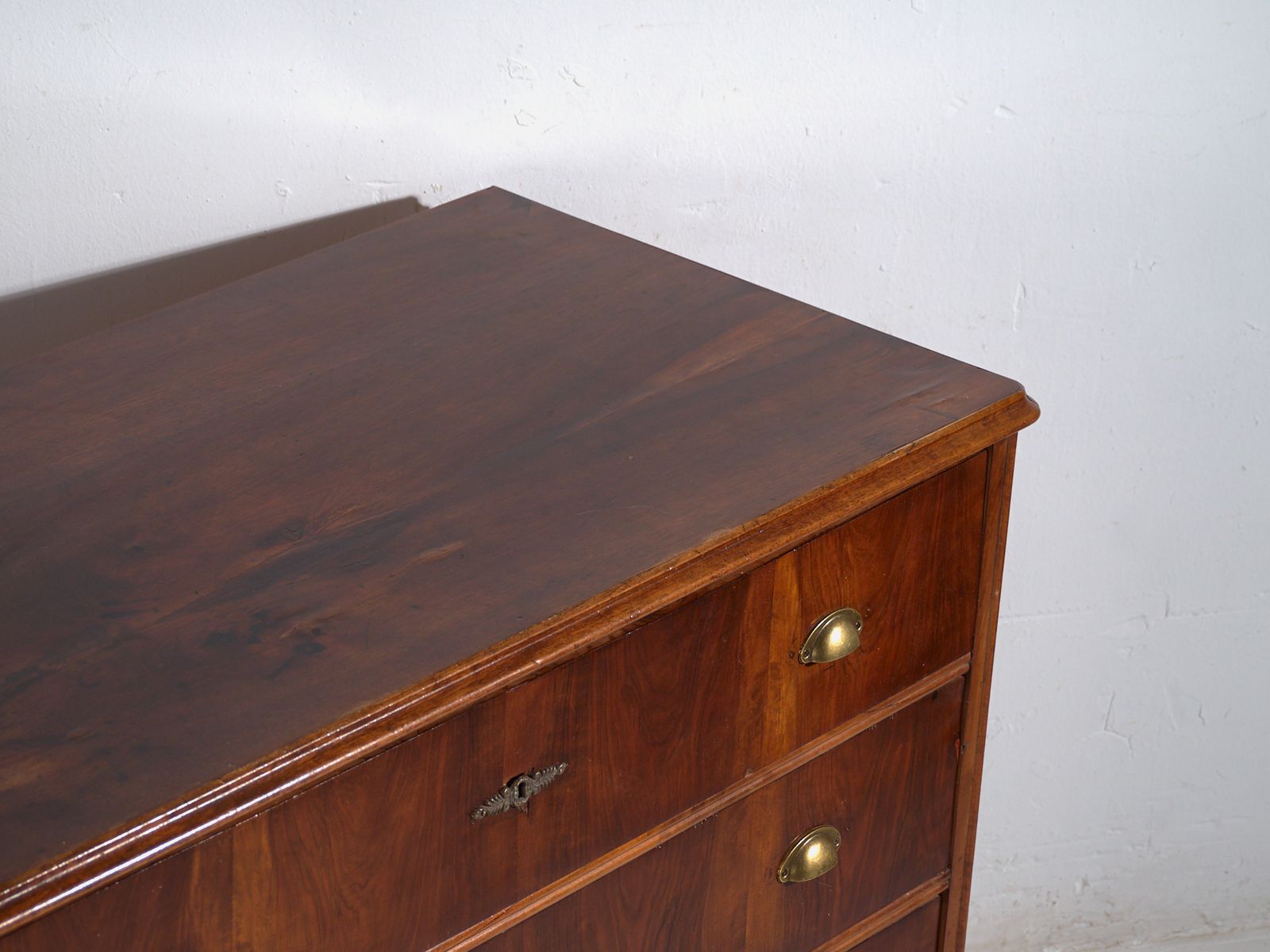 Antique Pine Chest Of Drawers With Four Drawers And Brass Handles – Central Europe, Circa 1900 photo for sale