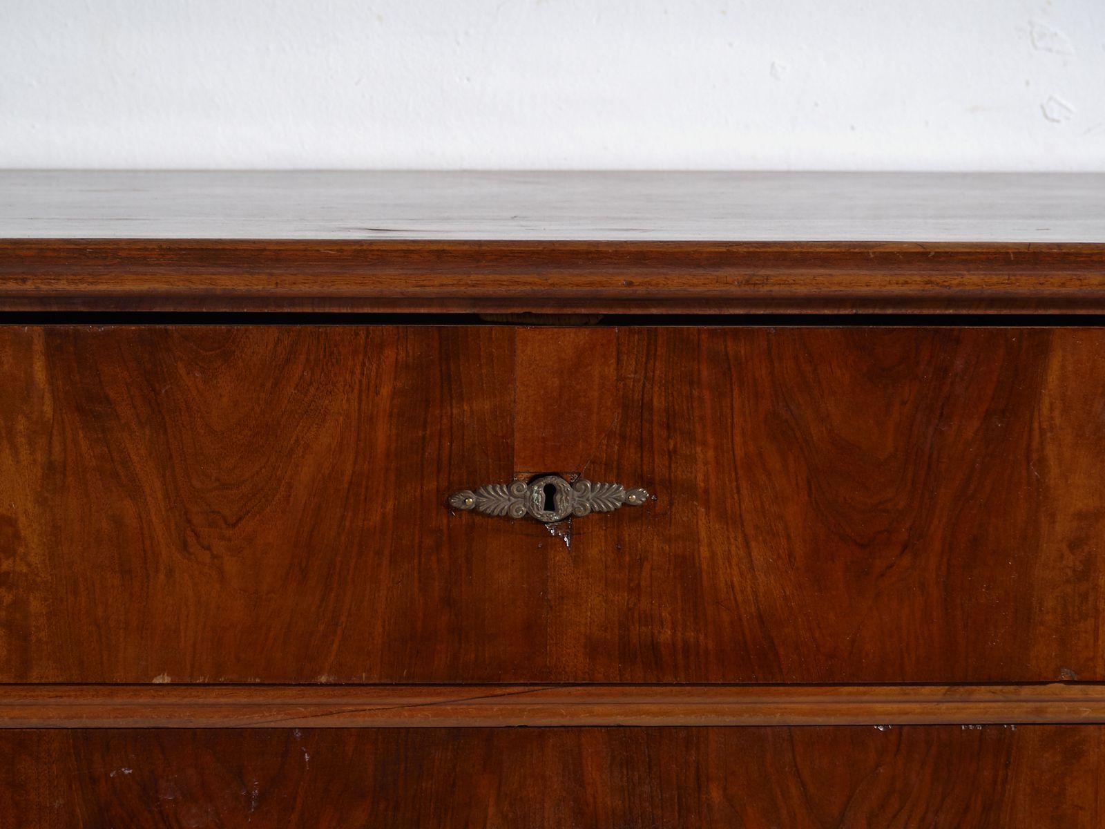 Antique Pine Chest Of Drawers With Four Drawers And Brass Handles – Central Europe, Circa 1900 photo vintage
