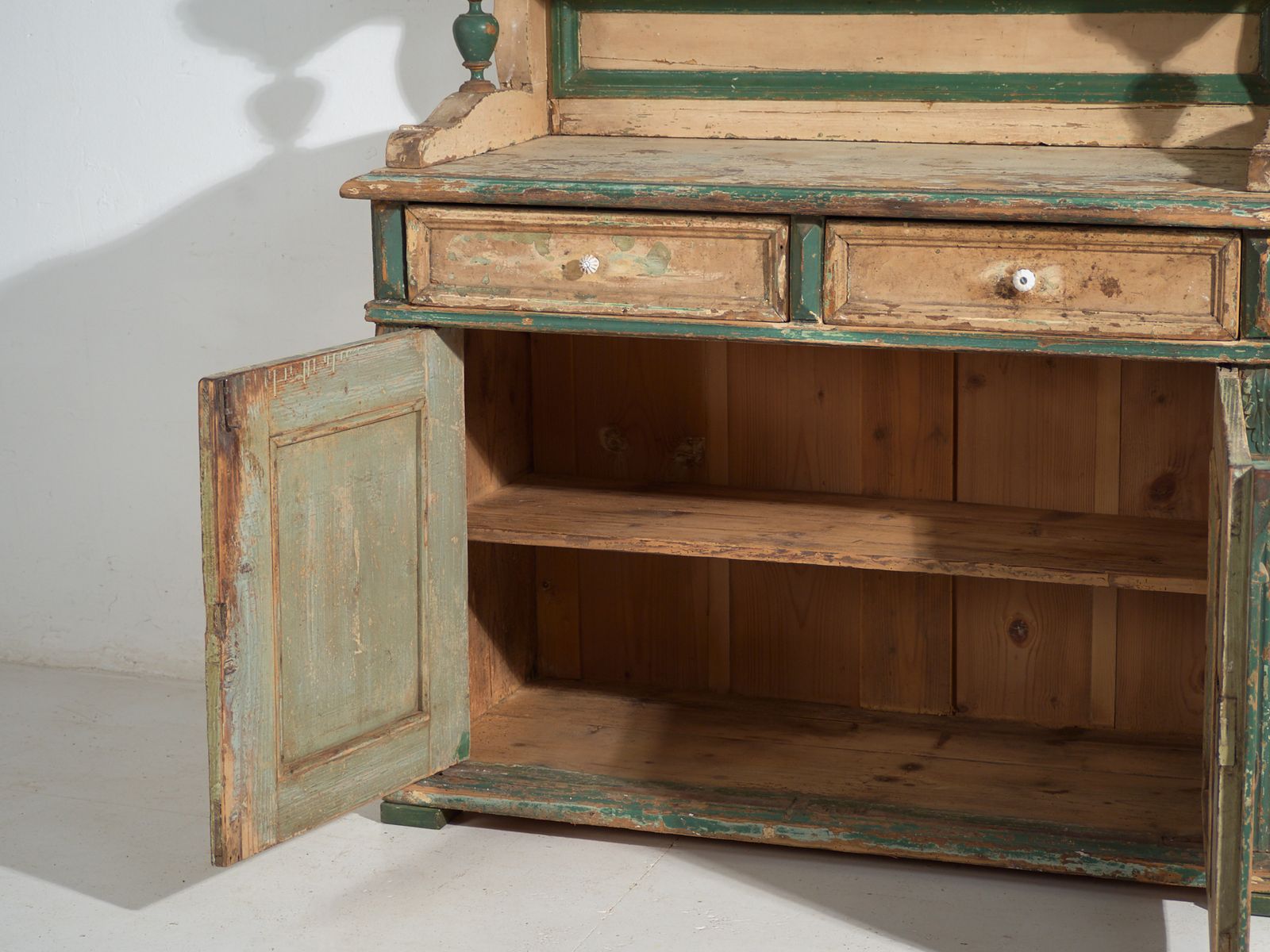 Kitchen Cabinet In Pine With Two Doors And Shelves – Central Europe, Circa 1910 photo vinterior